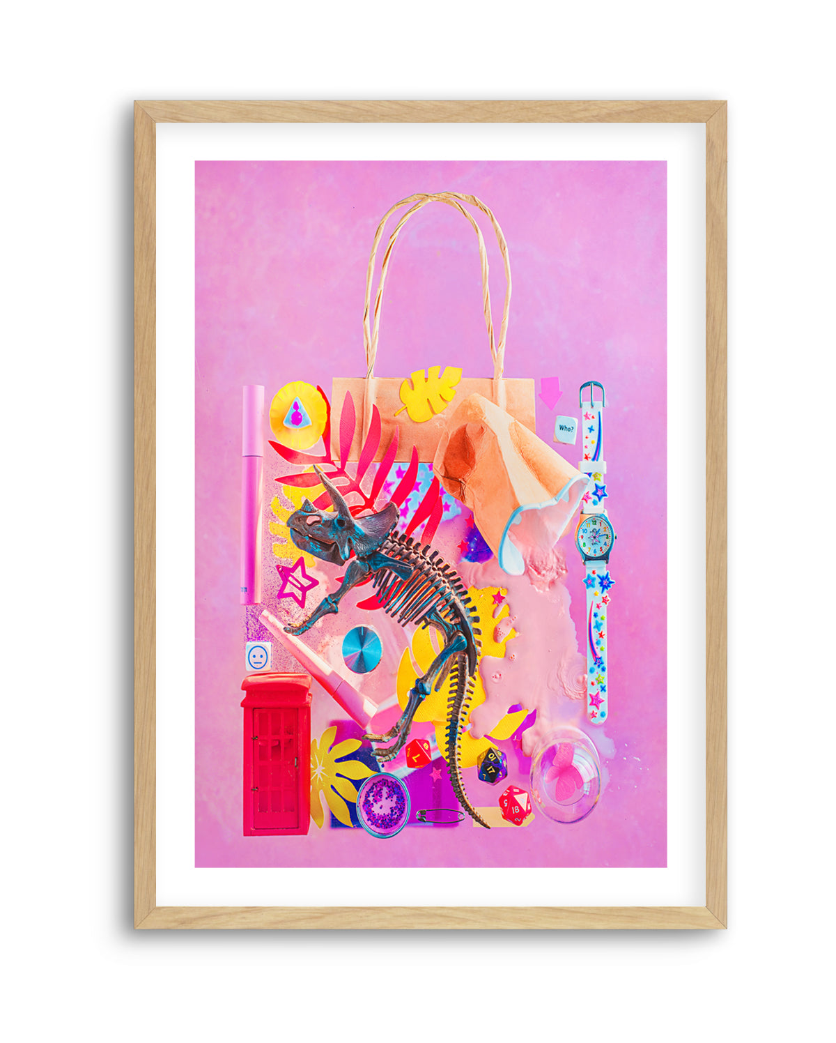 Pink Dino Playtime by Dina Belenko | Art Print