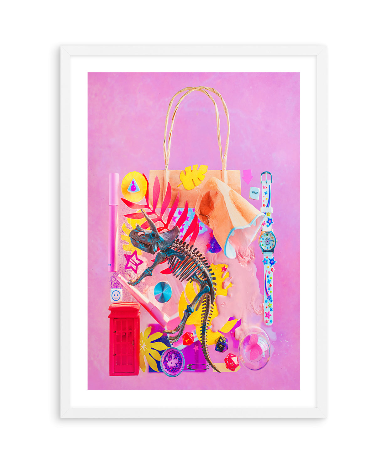 Pink Dino Playtime by Dina Belenko | Art Print – Olive et Oriel