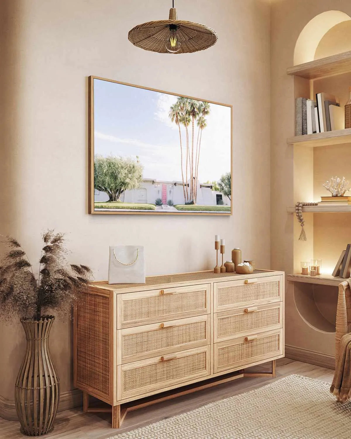 Pink Door Palm Springs LS | Framed Canvas Art Print from Olive et Oriel where you can shop wallpaper and artworks online