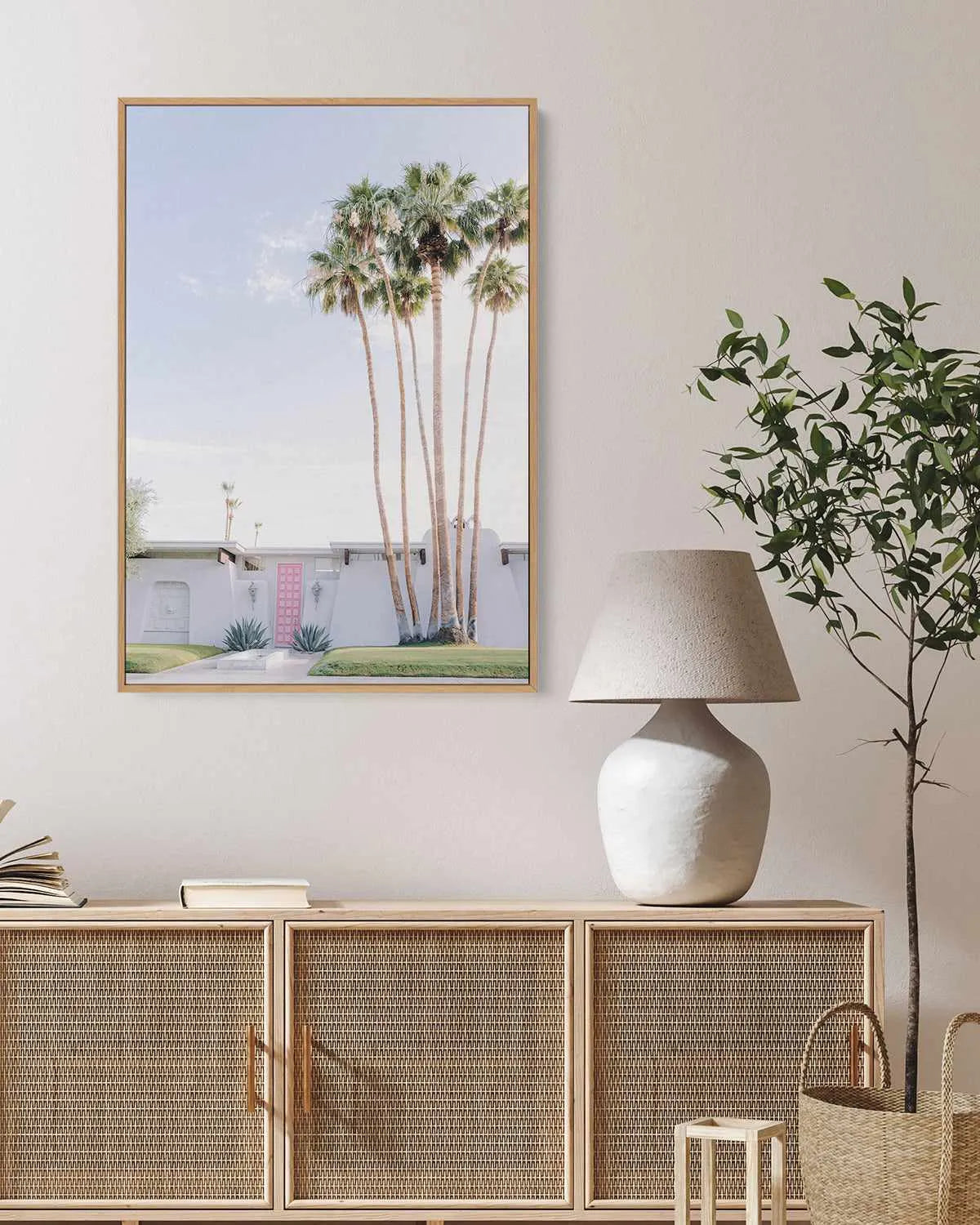 Pink Door Palm Springs | Framed Canvas Art Print from Olive et Oriel where you can shop wallpaper and artworks online