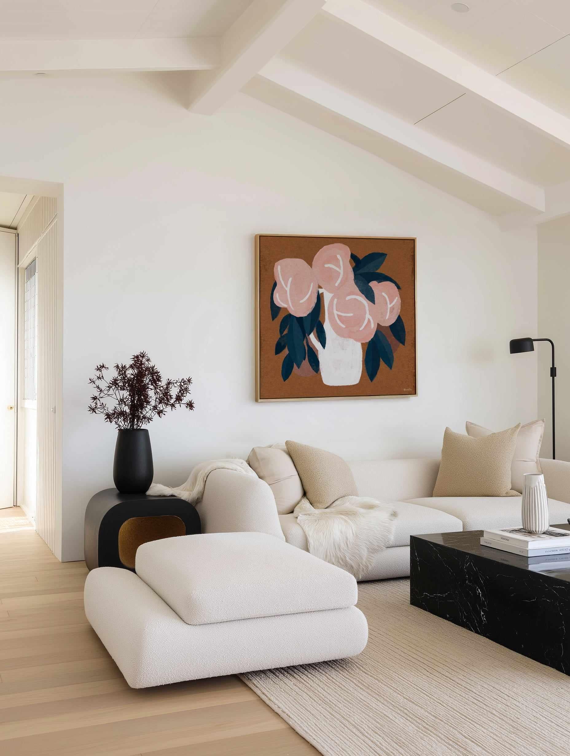 Pink Flora by Marco Marella | Framed Canvas Art Print from Olive et Oriel where you can shop wallpaper and artworks online