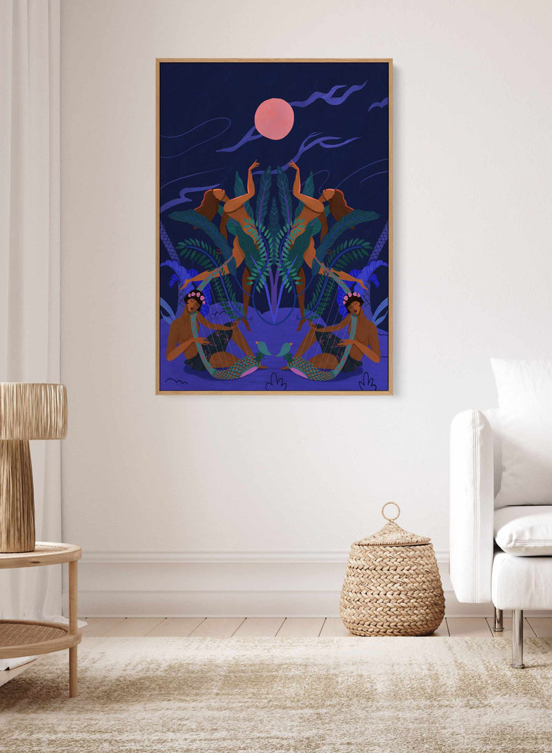 Pink Moon by Arty Guava | Framed Canvas Art Print