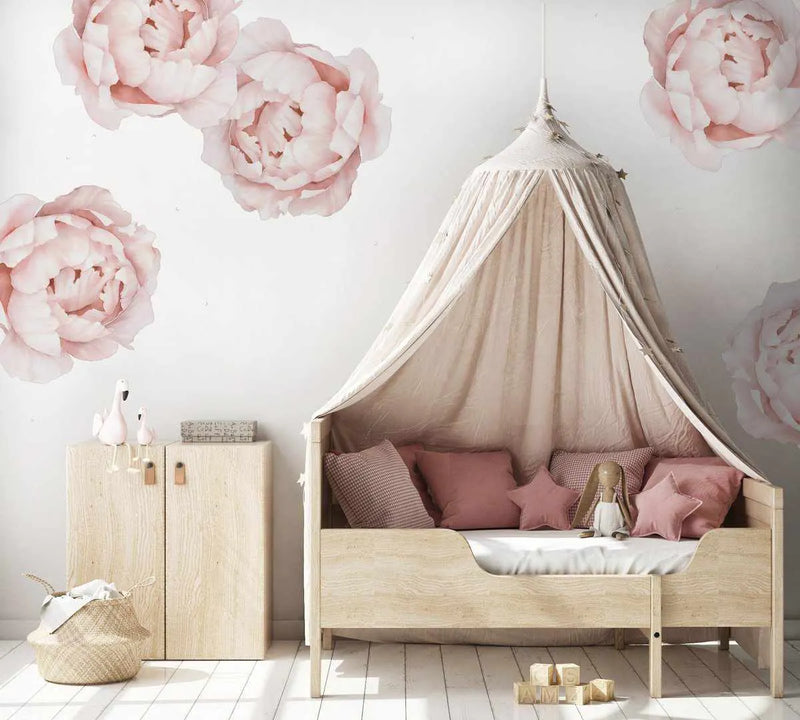 Pink Peony | Large Decal-Decals-Olive et Oriel-Decorate your kids bedroom wall decor with removable wall decals, these fabric kids decals are a great way to add colour and update your children's bedroom. Available as girls wall decals or boys wall decals, there are also nursery decals.