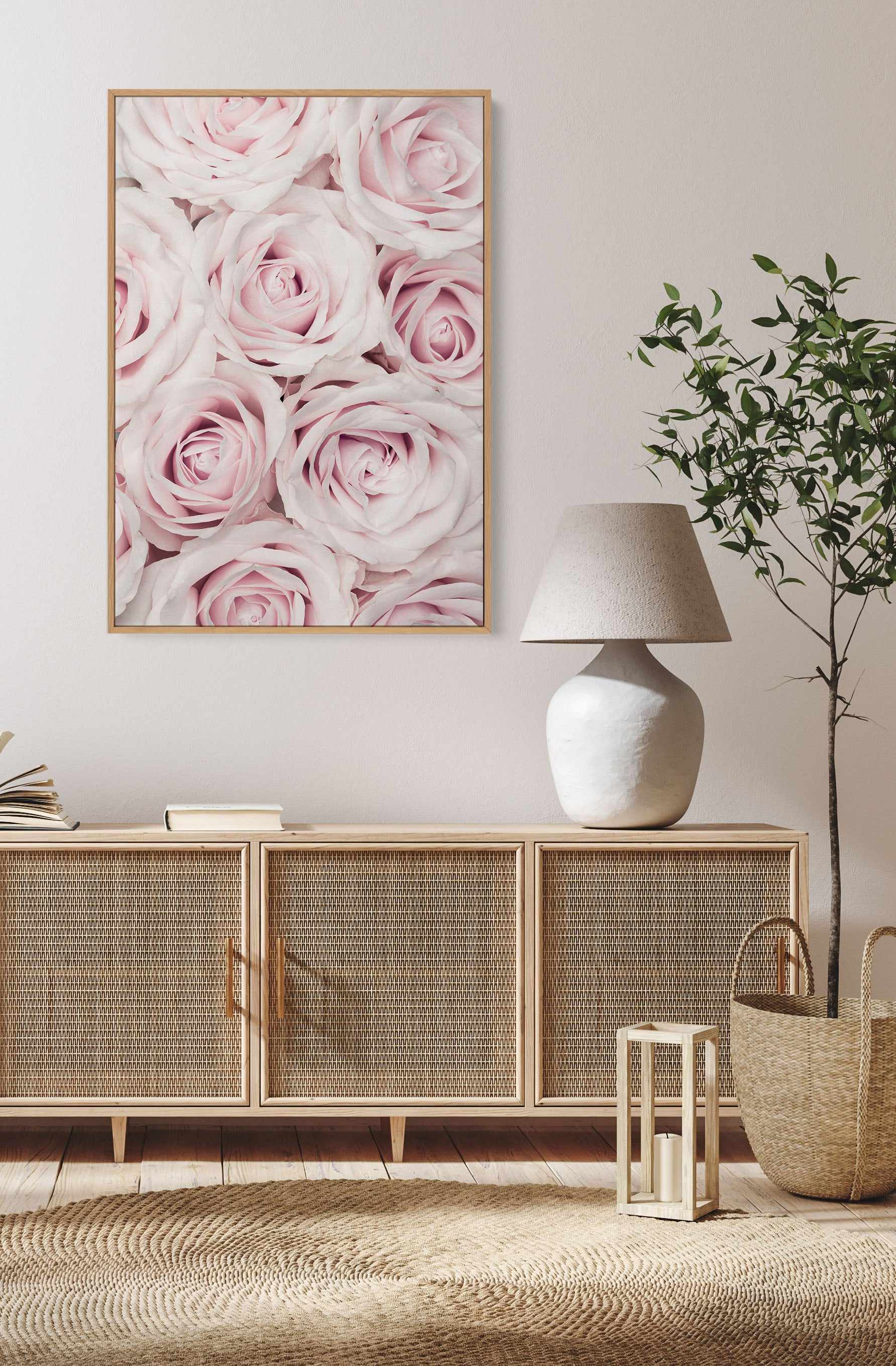 Pink Roses No 03 By Studio III | Framed Canvas Art Print – Olive