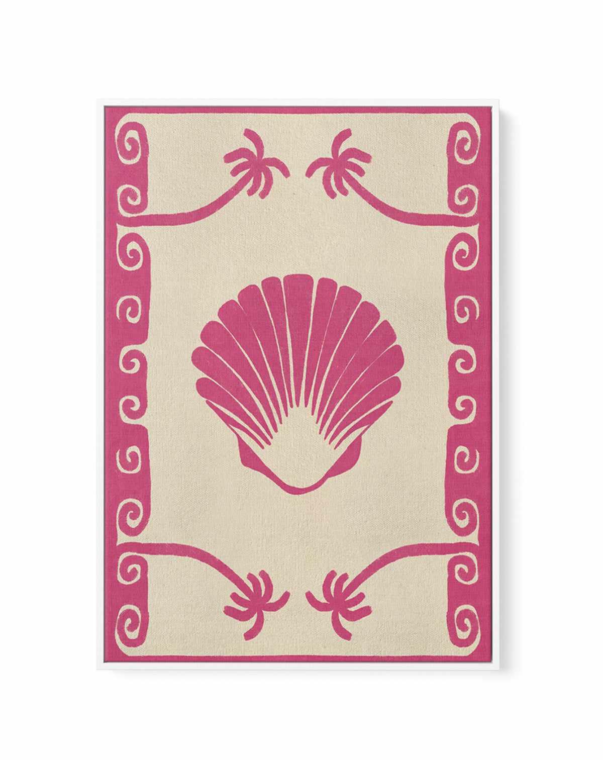 Pink Seashell Stories by Shatha Al Dafai | Framed Canvas Art Print from Olive et Oriel where you can shop wallpaper and artworks online