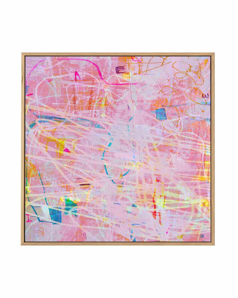 SALE 70x70 Pink Splash | SQ | Oak | Framed Canvas