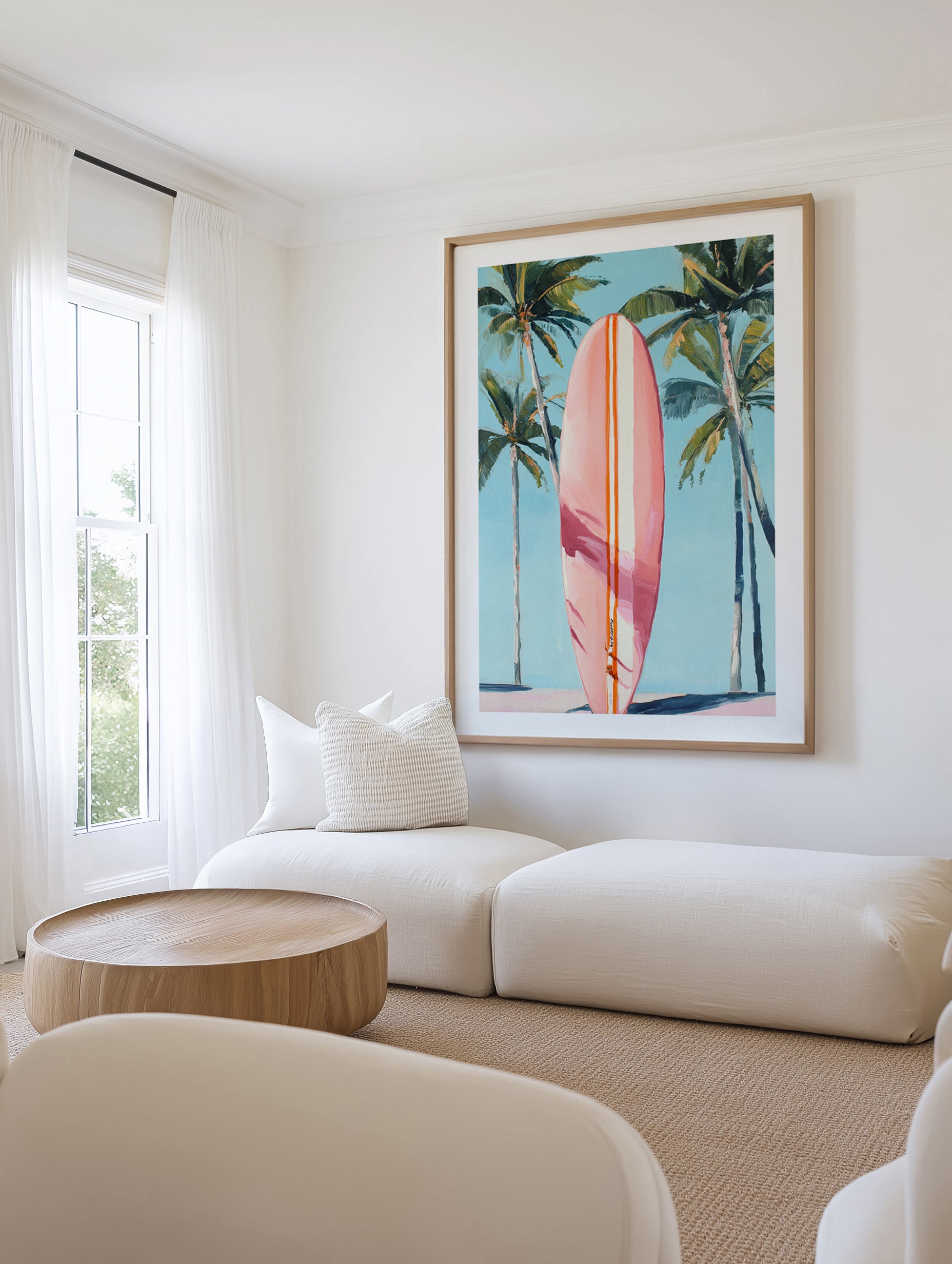 Pink Surfboard | Art Print from Olive et Oriel where you can shop wallpaper and artworks online