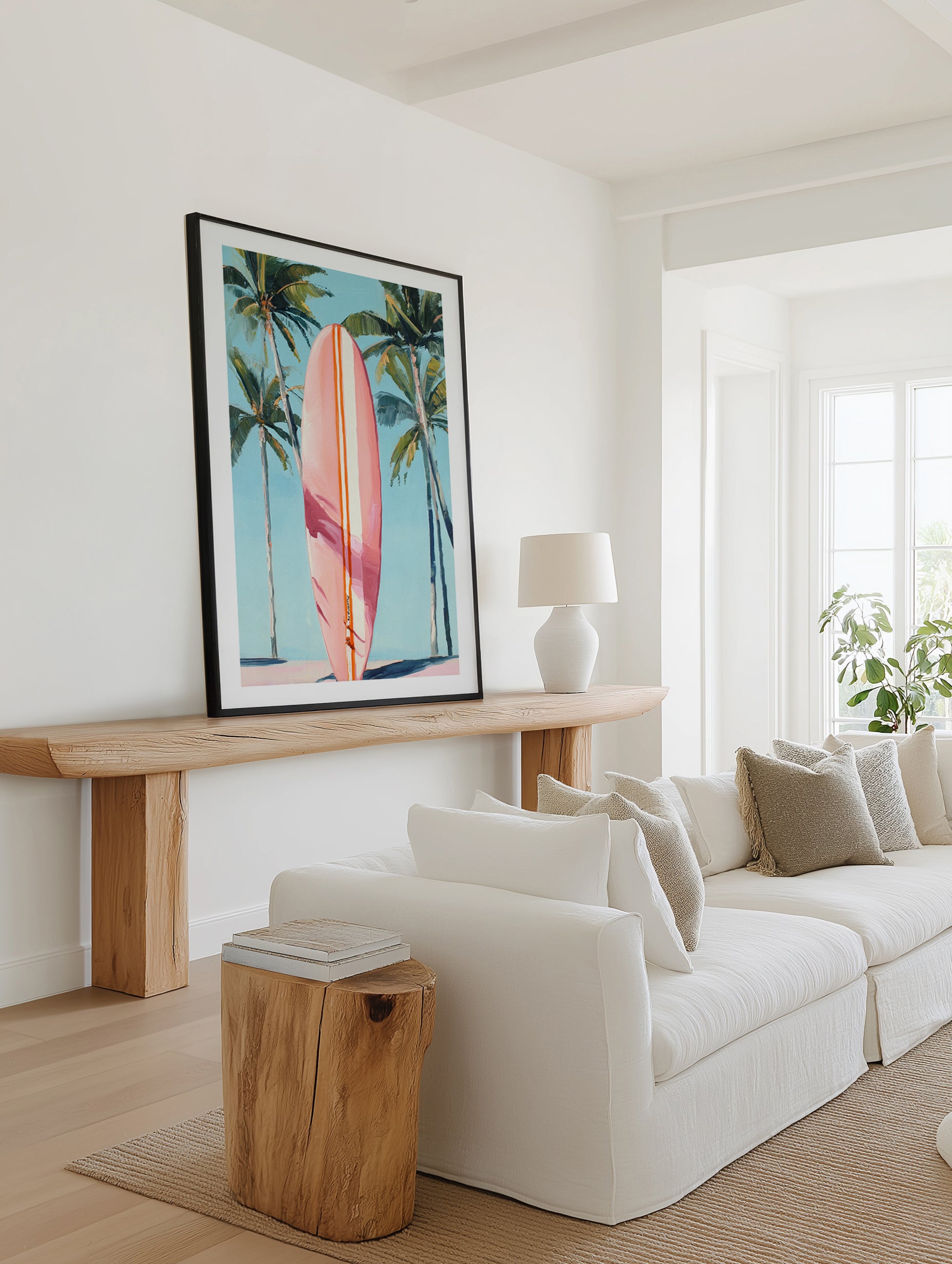 Pink Surfboard | Art Print from Olive et Oriel where you can shop wallpaper and artworks online
