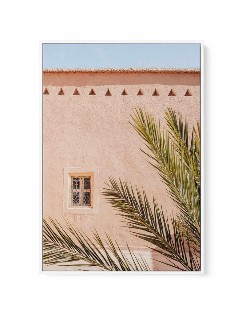 Pink Wall Palm Shadow by Photolovers | Framed Canvas Art Print