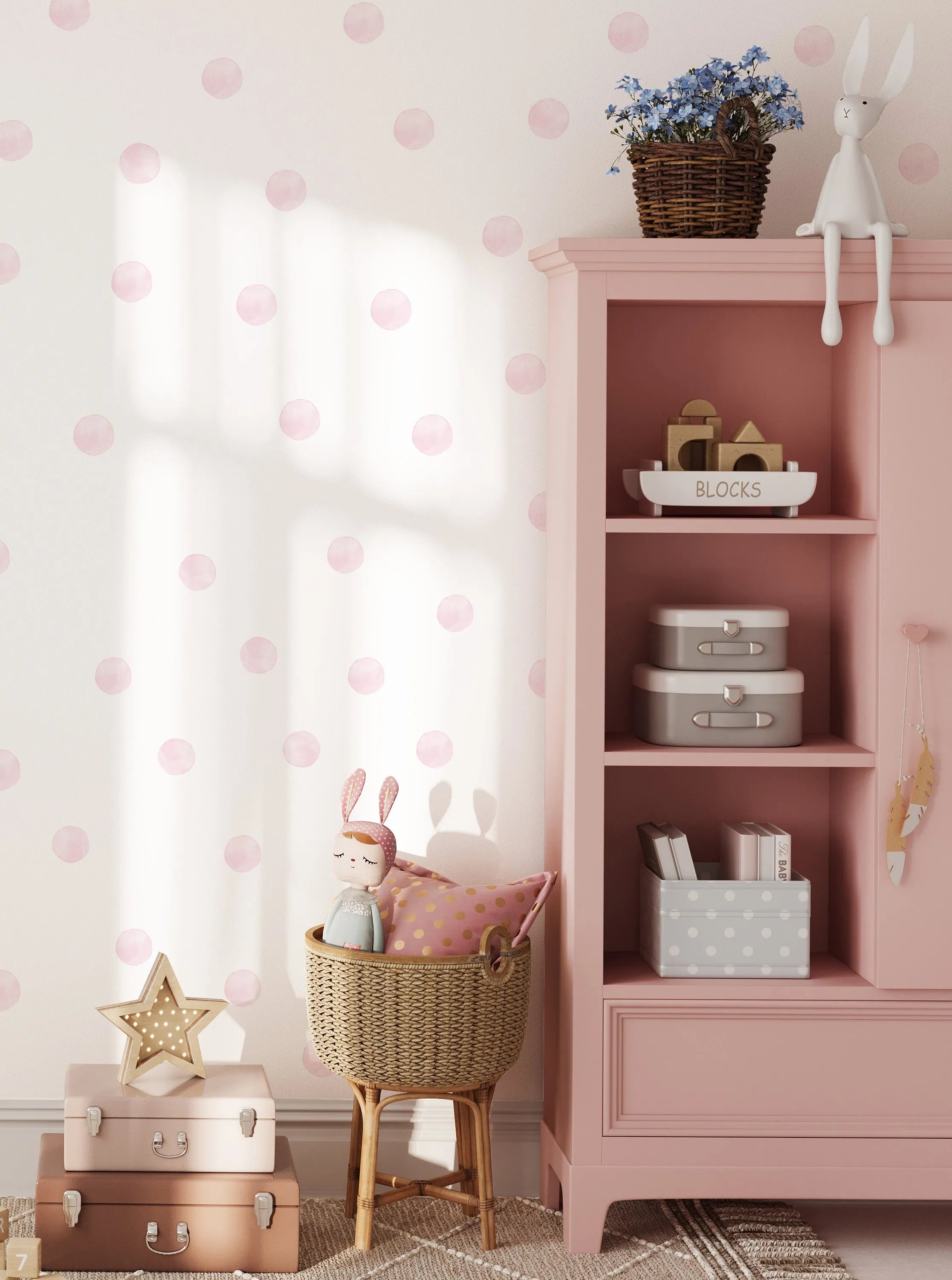 Pink Watercolour Dots Decal Set from Olive et Oriel where you can shop wallpaper and artworks online