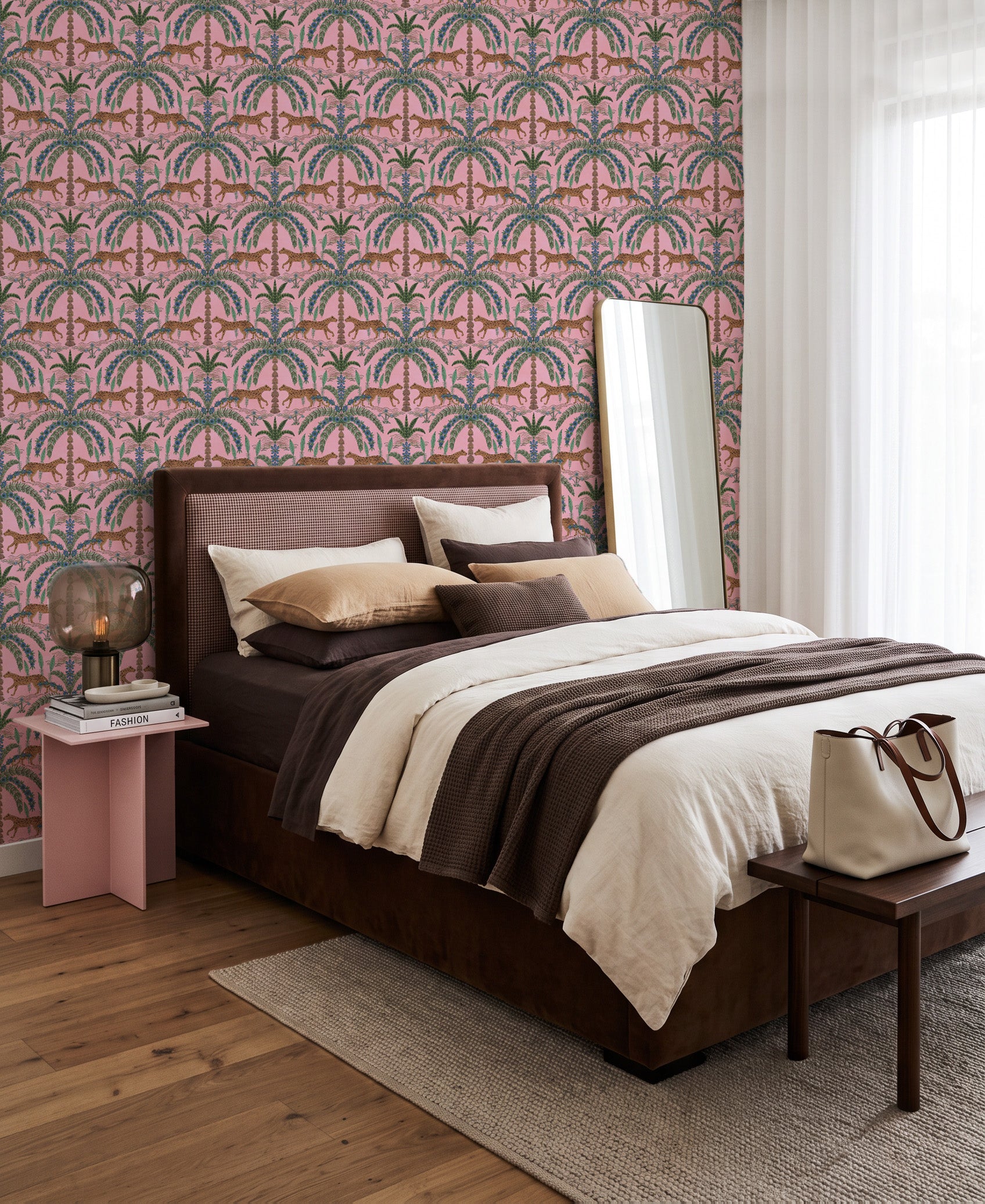Boheme Cheetah in Pink Wallpaper