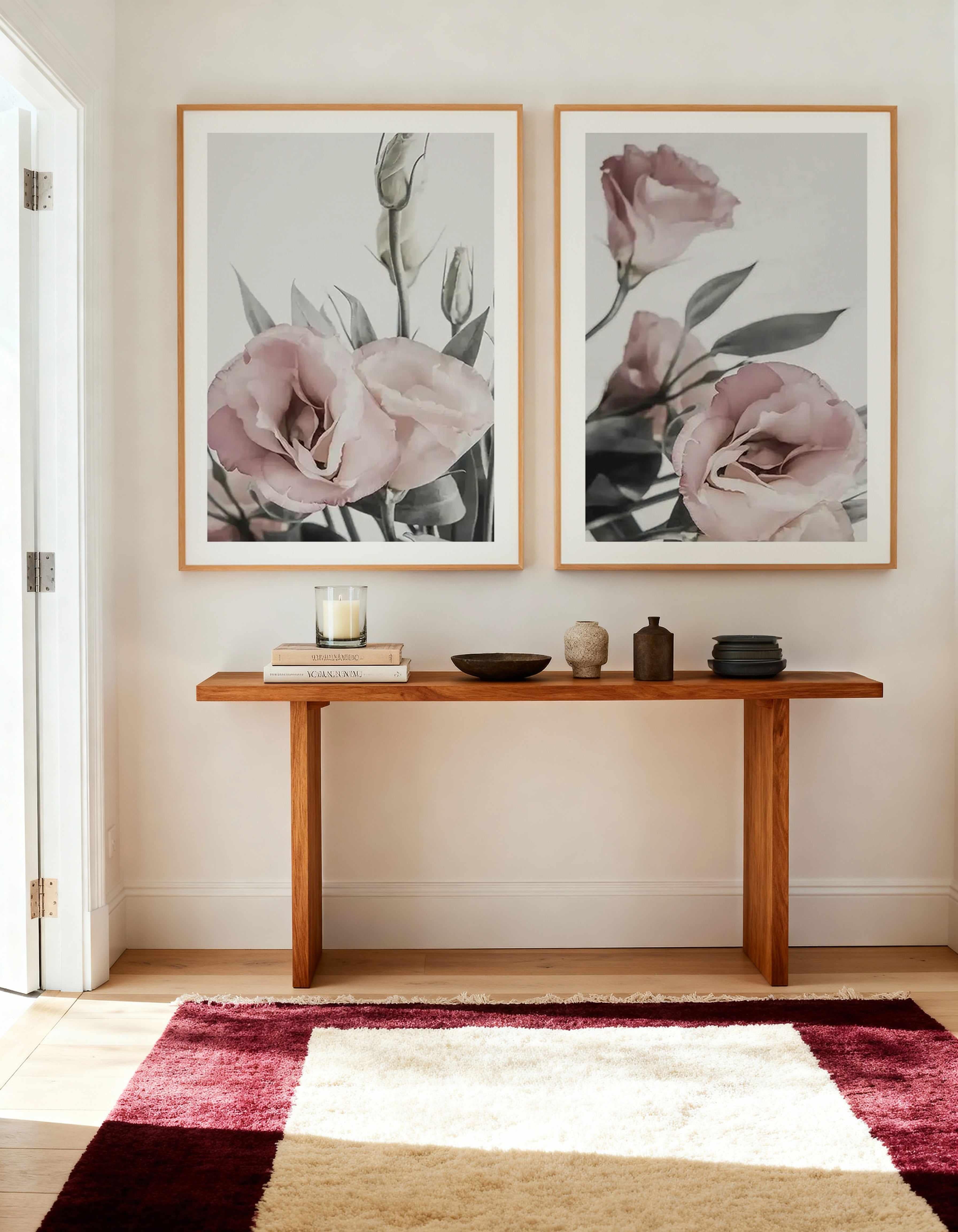 Pink Lisianthus I & II Art Print Set of 2 | Matching Wall Art from Olive et Oriel where you can shop wallpaper and artworks online