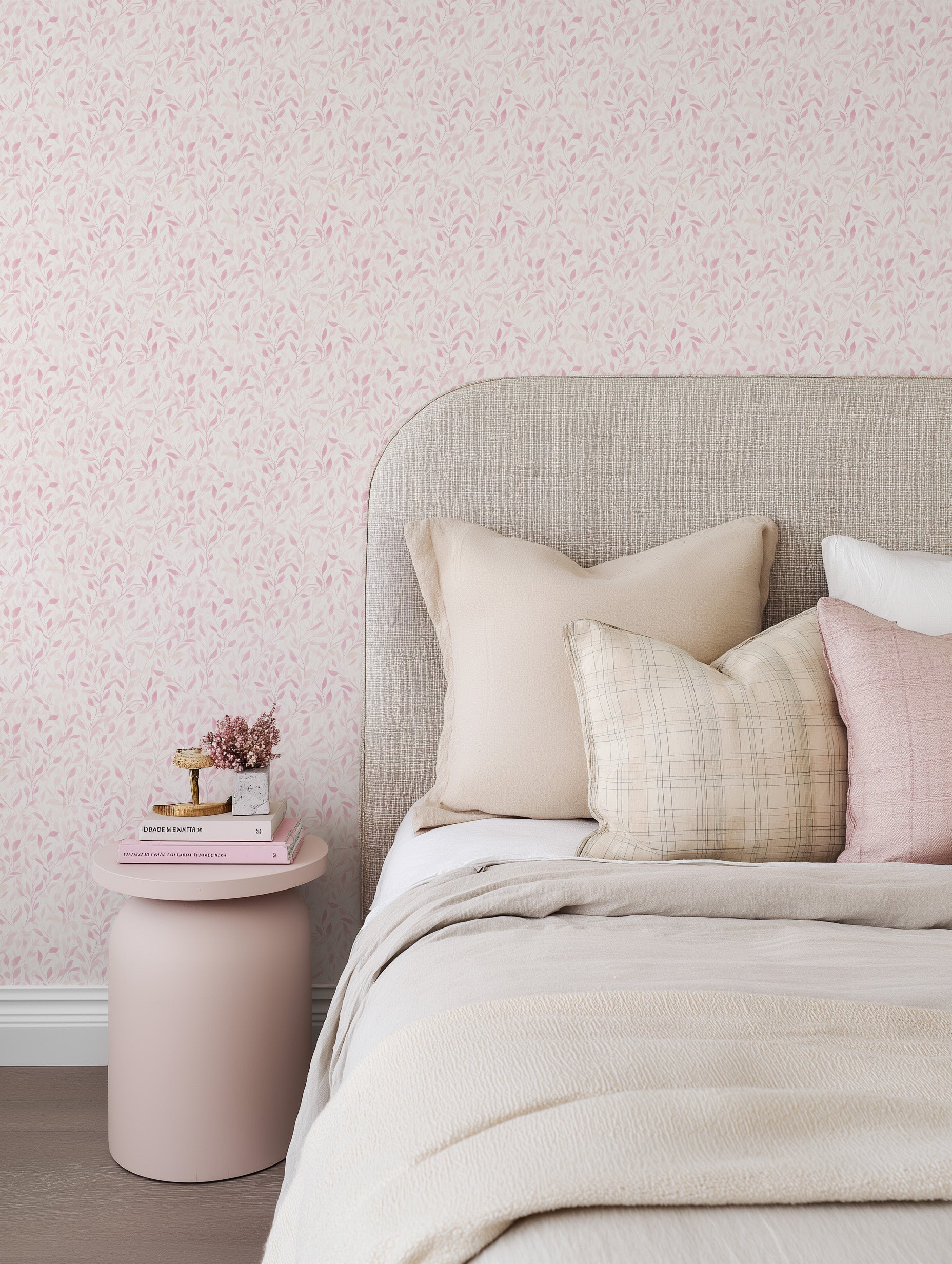 Pink Petal Lace Wallpaper from Olive et Oriel where you can shop wallpaper and artworks online