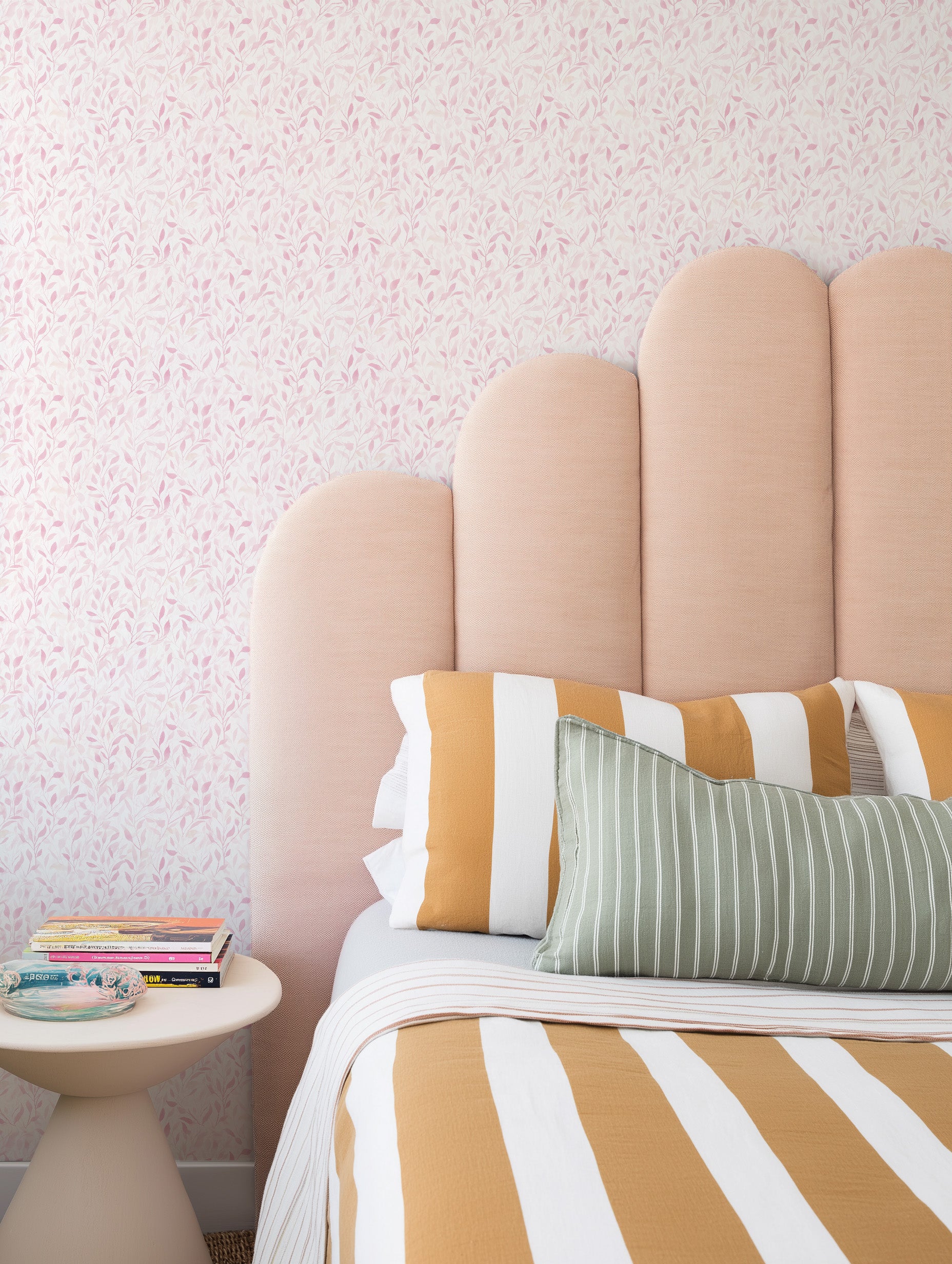 Pink Petal Lace Wallpaper from Olive et Oriel where you can shop wallpaper and artworks online