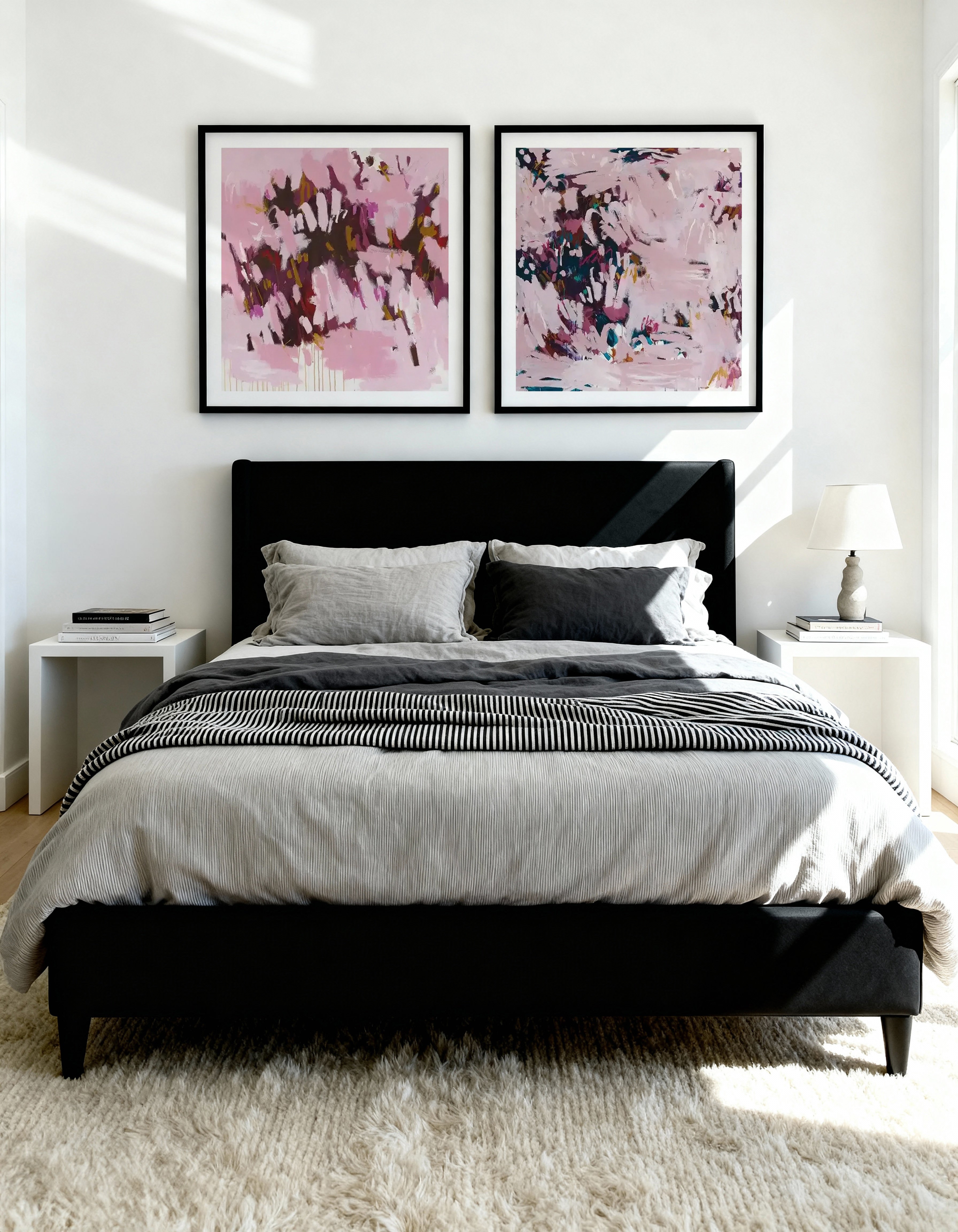 Pink Paniculata & Electric Nights by Alicia Benetatos Art Print Set of 2 | Matching Wall Art
