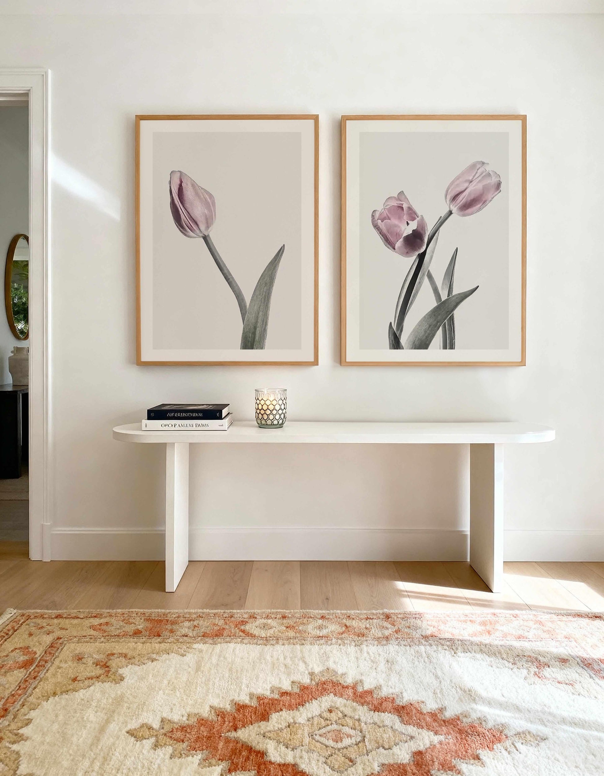 Pink Tulip Illustration I & II Art Print Set of 2 | Matching Wall Art from Olive et Oriel where you can shop wallpaper and artworks online