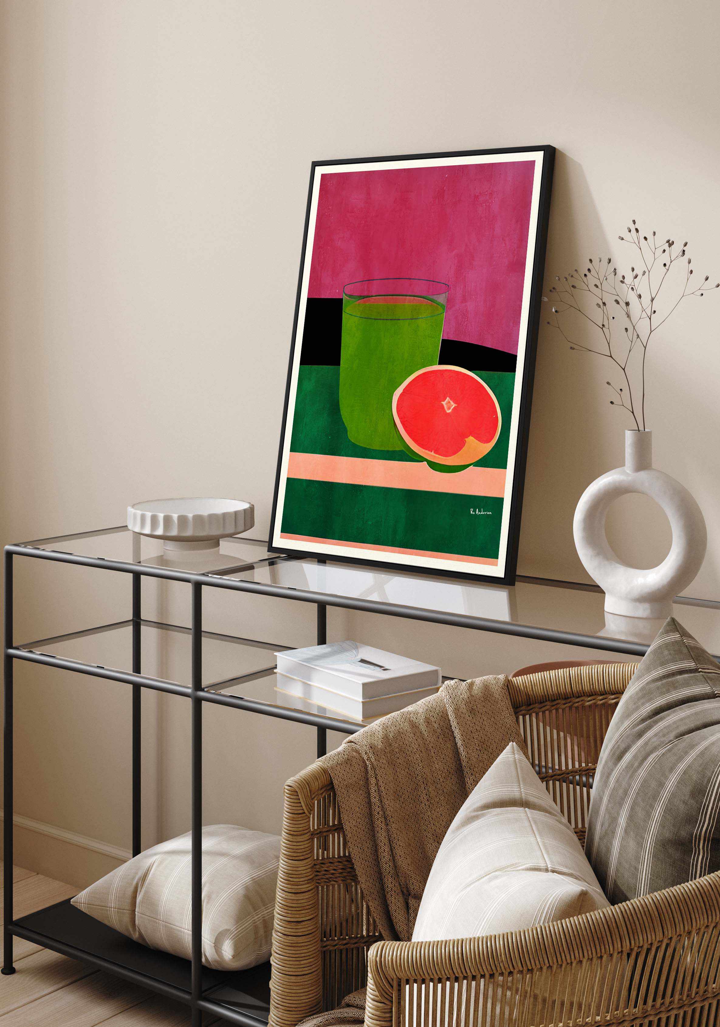 Pink, Little Grapefruit by Bo Anderson | Framed Canvas Art Print