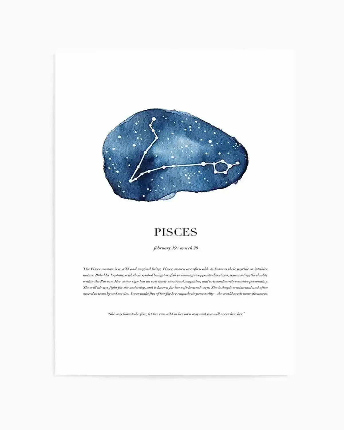 Pisces | Watercolour Zodiac Art Print from Olive et Oriel where you can shop wallpaper and artworks online