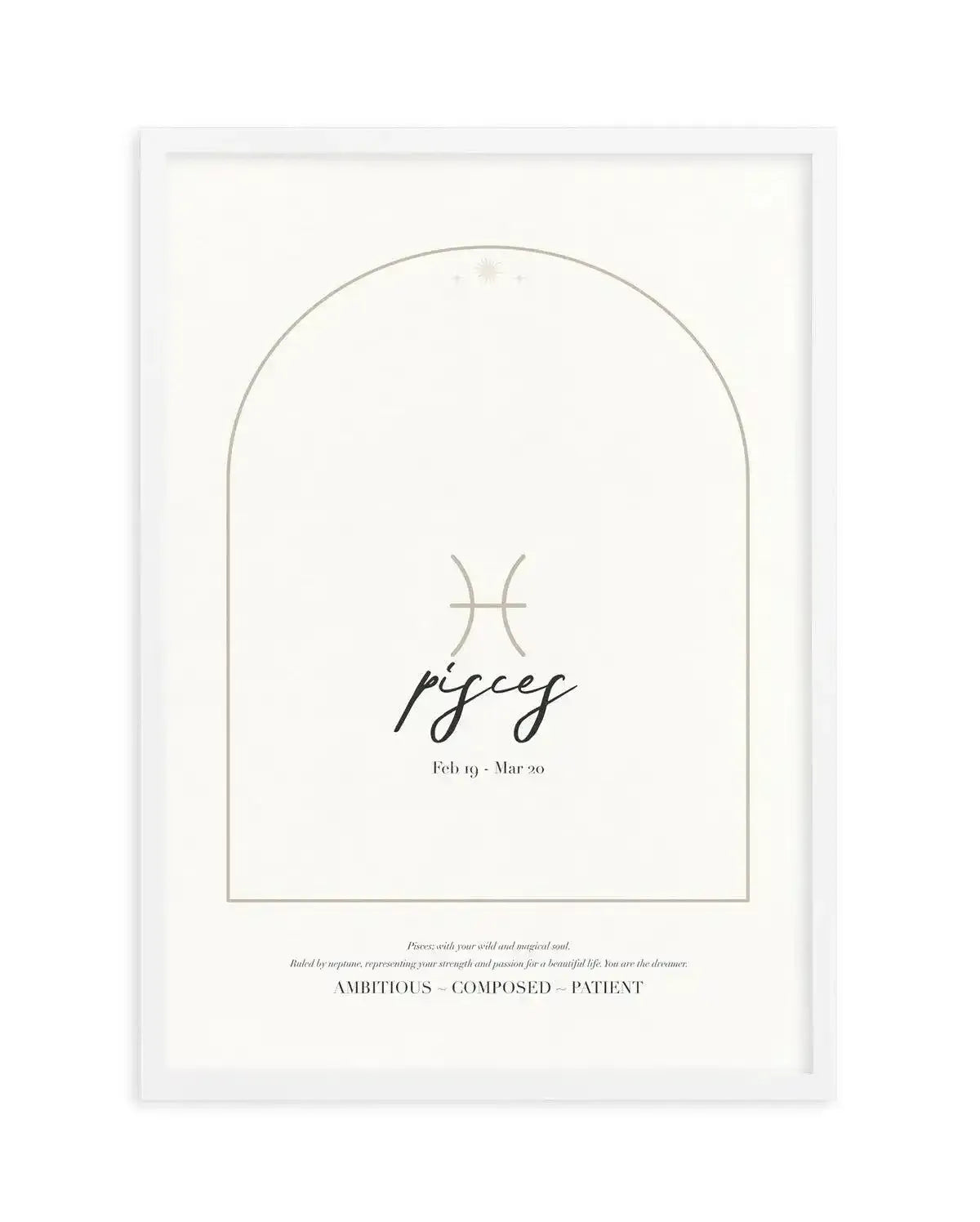 Pisces Star Sign Art Print-PRINT-Olive et Oriel-Olive et Oriel-A4 | 8.3" x 11.7" | 21 x 29.7cm-White-With White Border-Buy-Australian-Art-Prints-Online-with-Olive-et-Oriel-Your-Artwork-Specialists-Austrailia-Decorate-With-Coastal-Photo-Wall-Art-Prints-From-Our-Beach-House-Artwork-Collection-Fine-Poster-and-Framed-Artwork