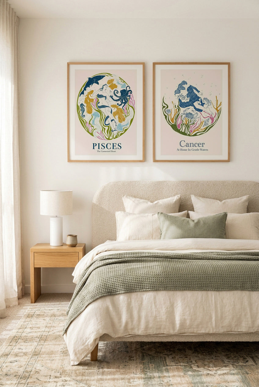 Pisces & Cancer by Jenny Liz Rome Art Print Set of 2 | Matching Wall Art