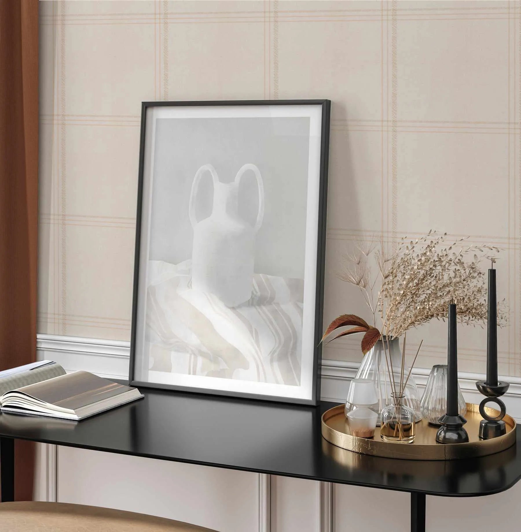 Plaid in Fawn Wallpaper-Wallpaper-Buy-Australian-Removable-Wallpaper-In-Gingham-Wallpaper-Peel-And-Stick-Wallpaper-Online-At-Olive-et-Oriel-Shop-Plaid-&-Check-Style-Wall-Papers-Decorate-Your-Bedroom-Living-Room-Kids-Room-or-Commercial-Interior