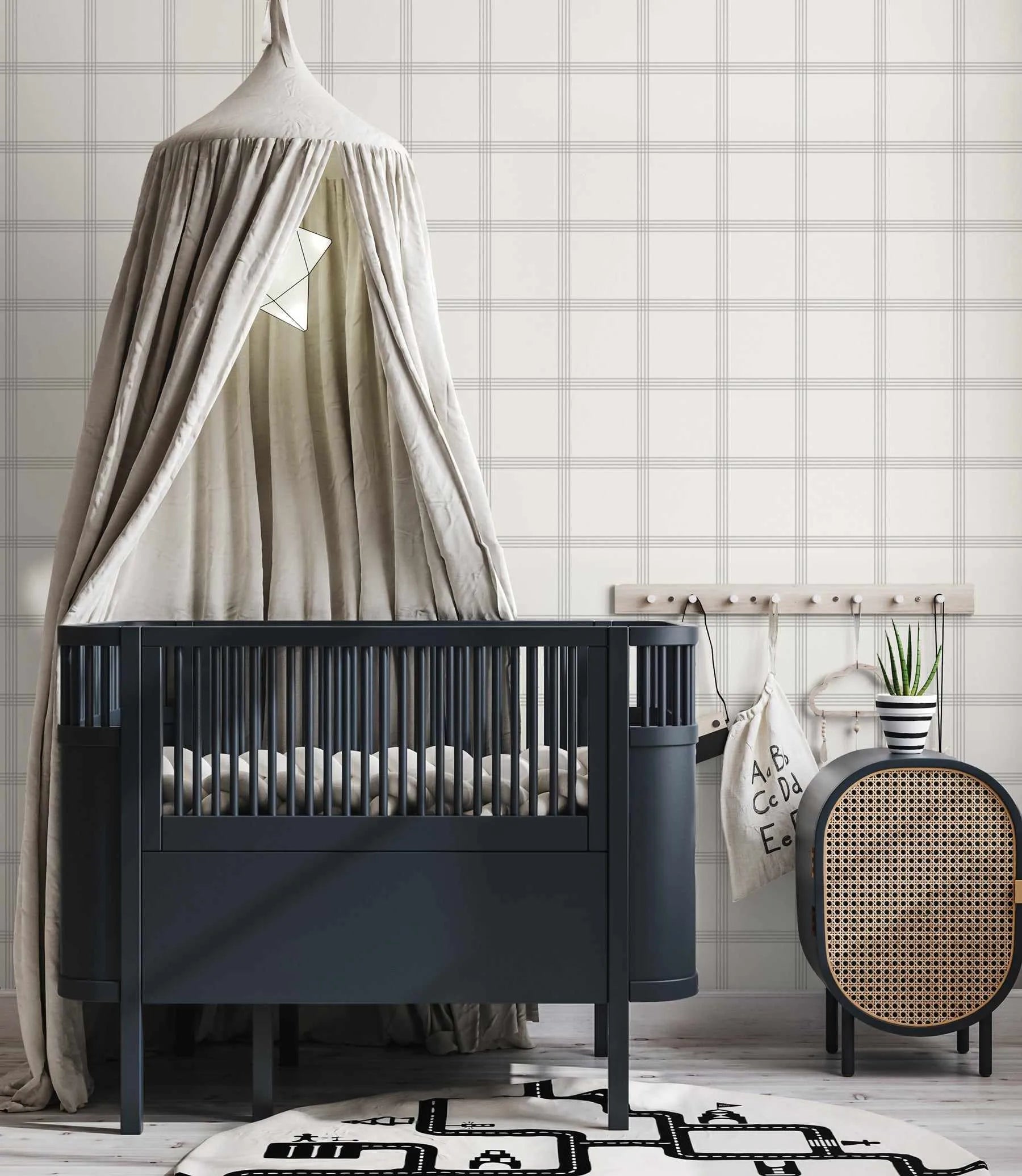 Plaid in Mist Wallpaper-Wallpaper-Buy-Australian-Removable-Wallpaper-In-Gingham-Wallpaper-Peel-And-Stick-Wallpaper-Online-At-Olive-et-Oriel-Shop-Plaid-&-Check-Style-Wall-Papers-Decorate-Your-Bedroom-Living-Room-Kids-Room-or-Commercial-Interior