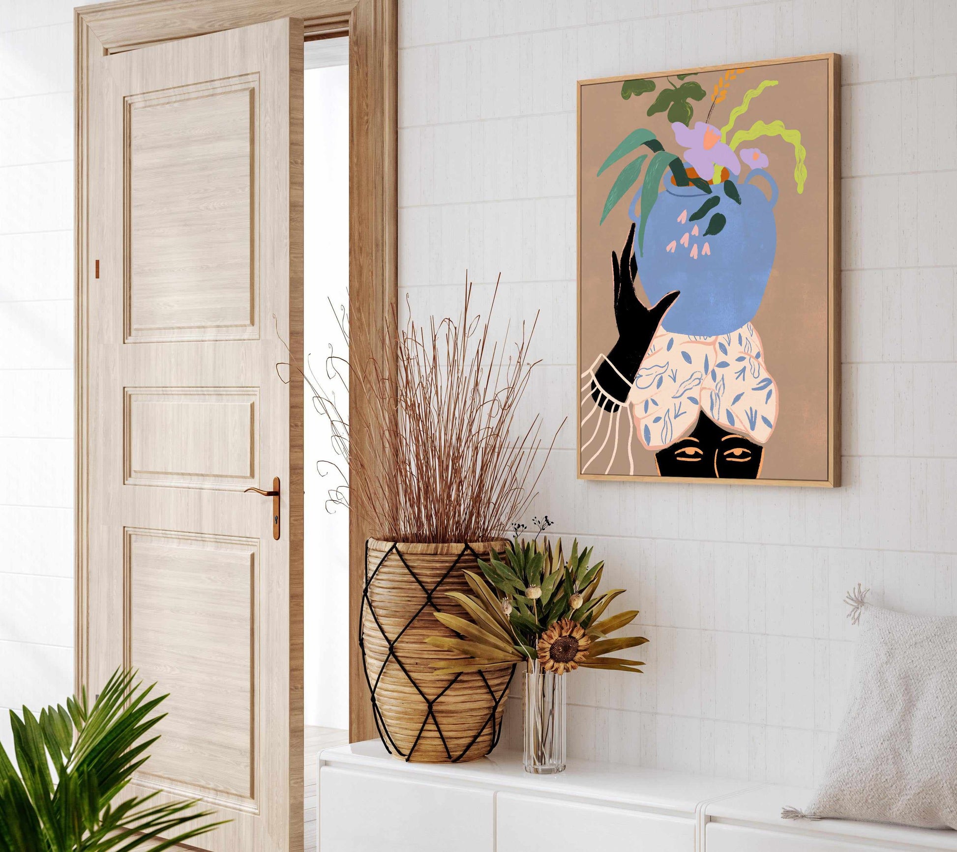 Plant Lady by Arty Guava | Framed Canvas Art Print from Olive et Oriel where you can shop wallpaper and artworks online