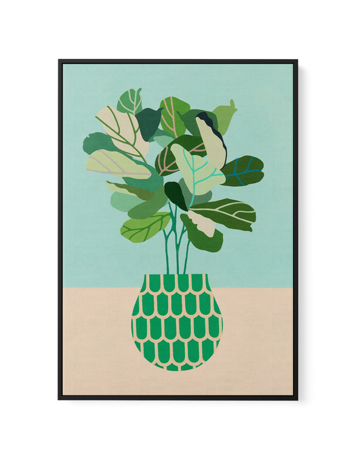 Plant With Green Vase by Naomi Taitz Duffy | Framed Canvas Art Print