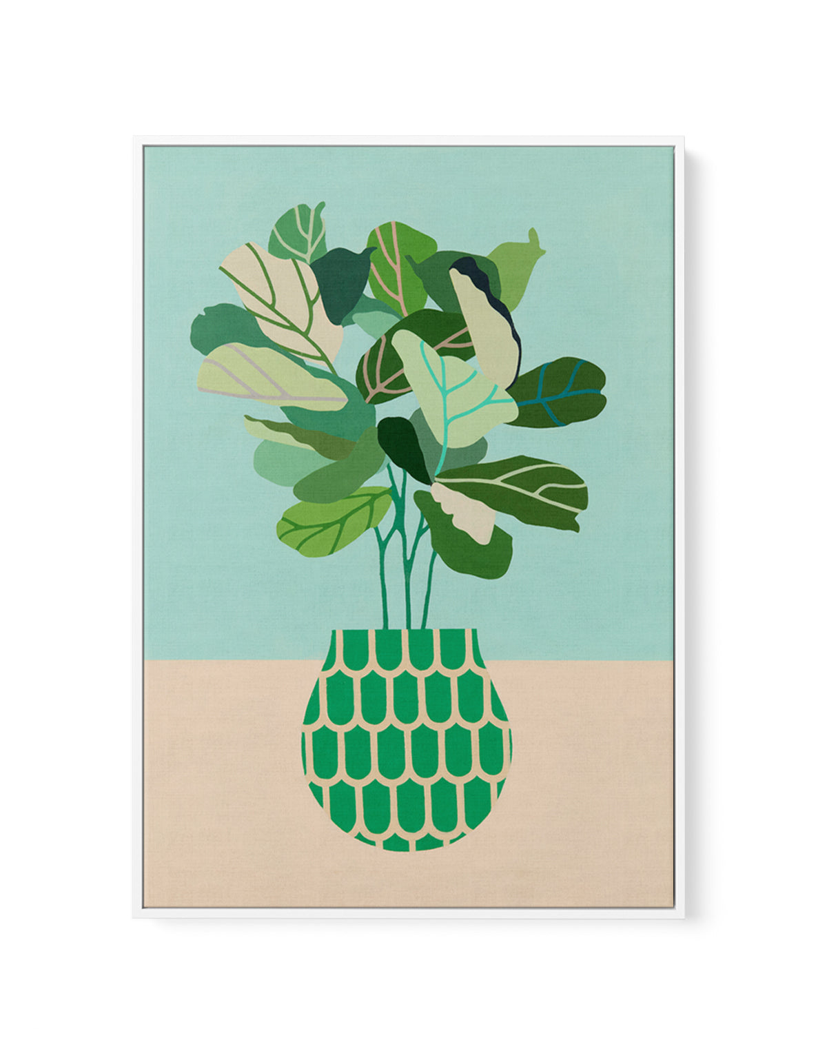 Plant With Green Vase by Naomi Taitz Duffy | Framed Canvas Art Print