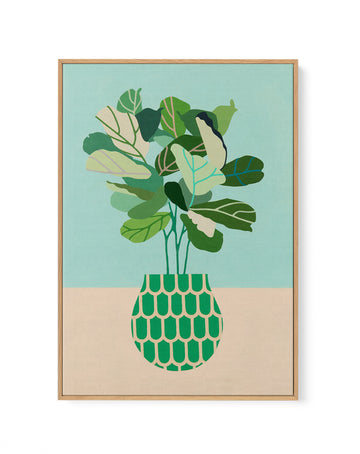 Plant With Green Vase by Naomi Taitz Duffy | Framed Canvas Wall Art