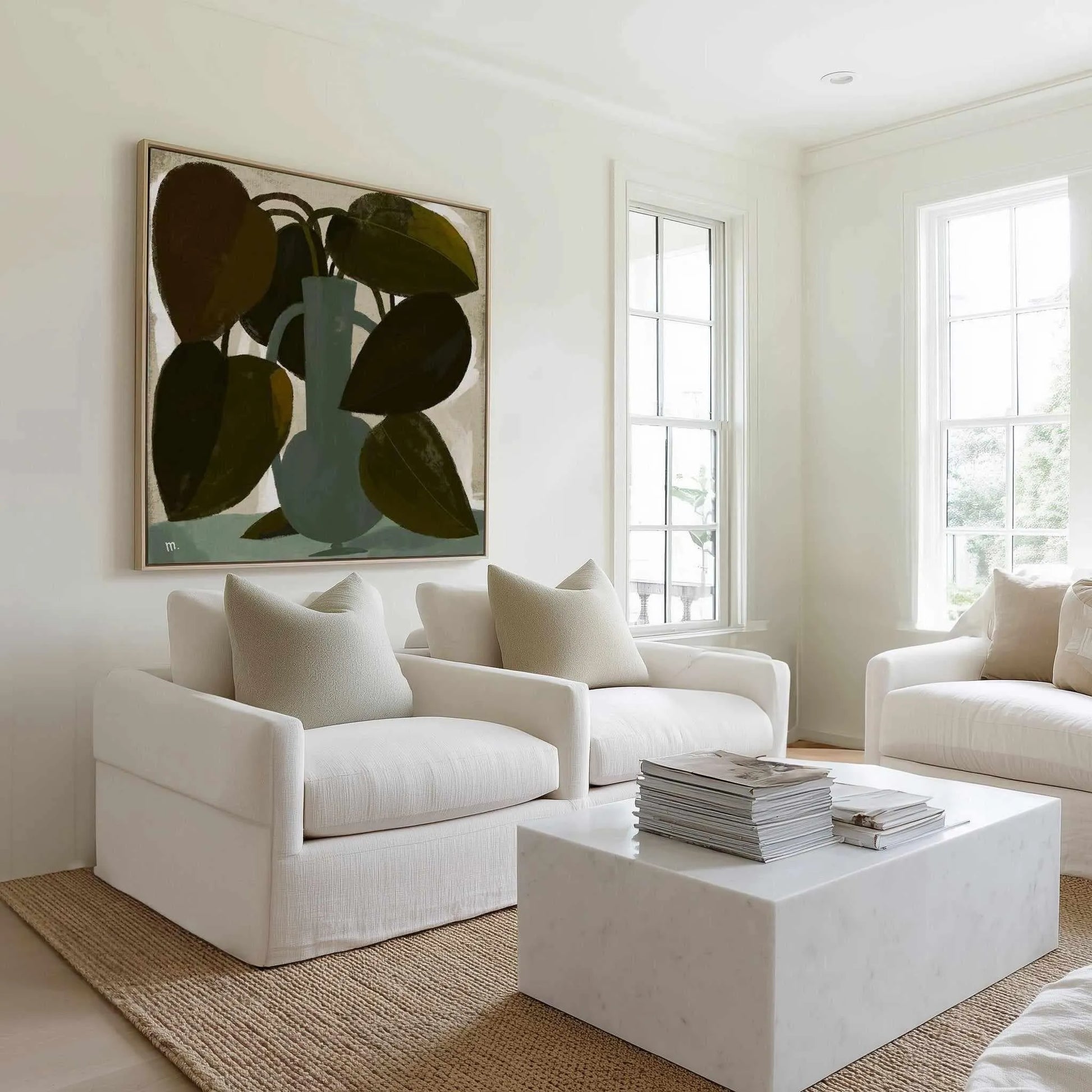 Plant With Green Vase by Marco Marella | Framed Canvas Art Print from Olive et Oriel where you can shop wallpaper and artworks online