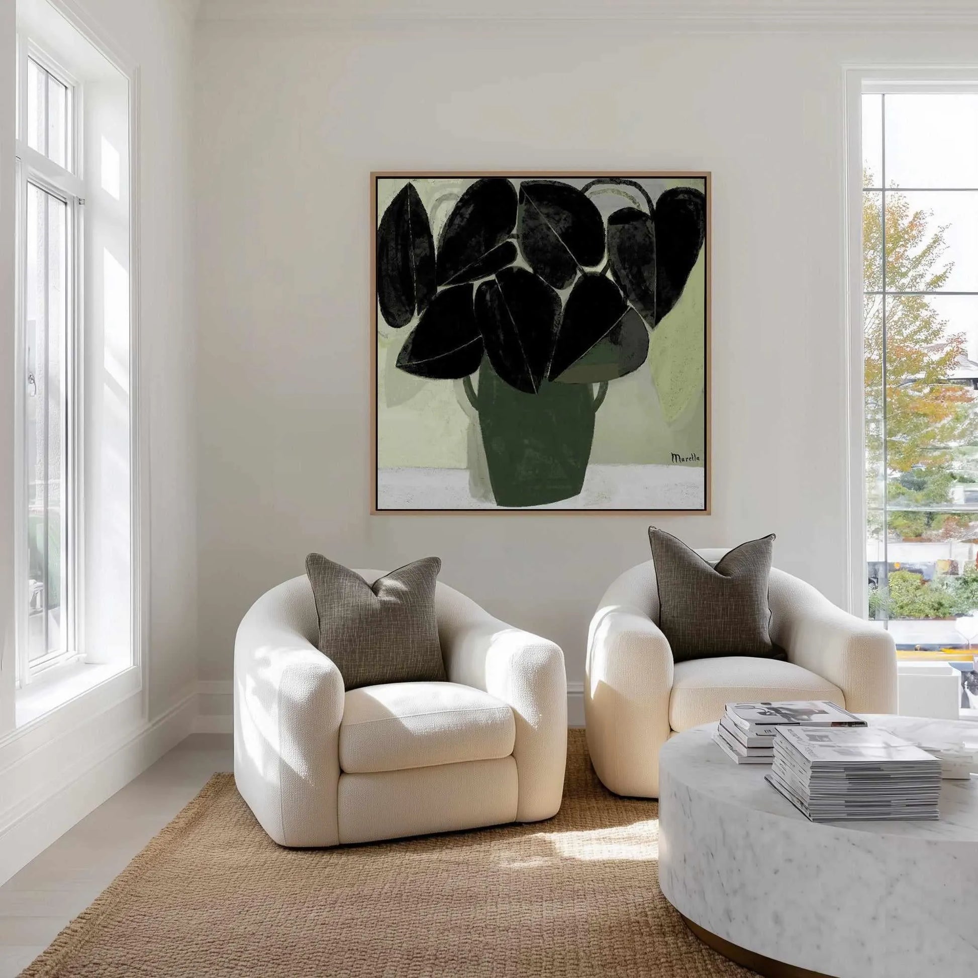 Plant in Green Vase by Marco Marella | Framed Canvas Art Print from Olive et Oriel where you can shop wallpaper and artworks online