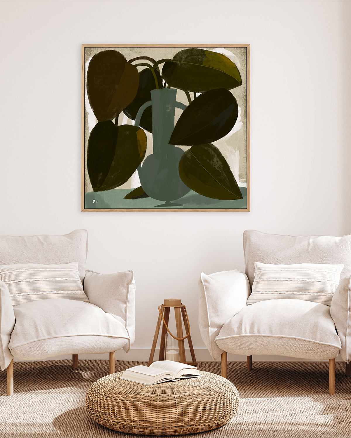 Plant With Green Vase by Marco Marella | Framed Canvas Art Print