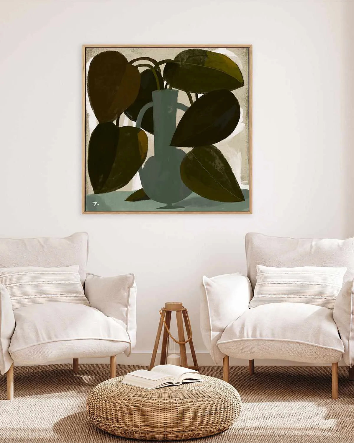 Plant With Green Vase by Marco Marella | Framed Canvas Art Print from Olive et Oriel where you can shop wallpaper and artworks online