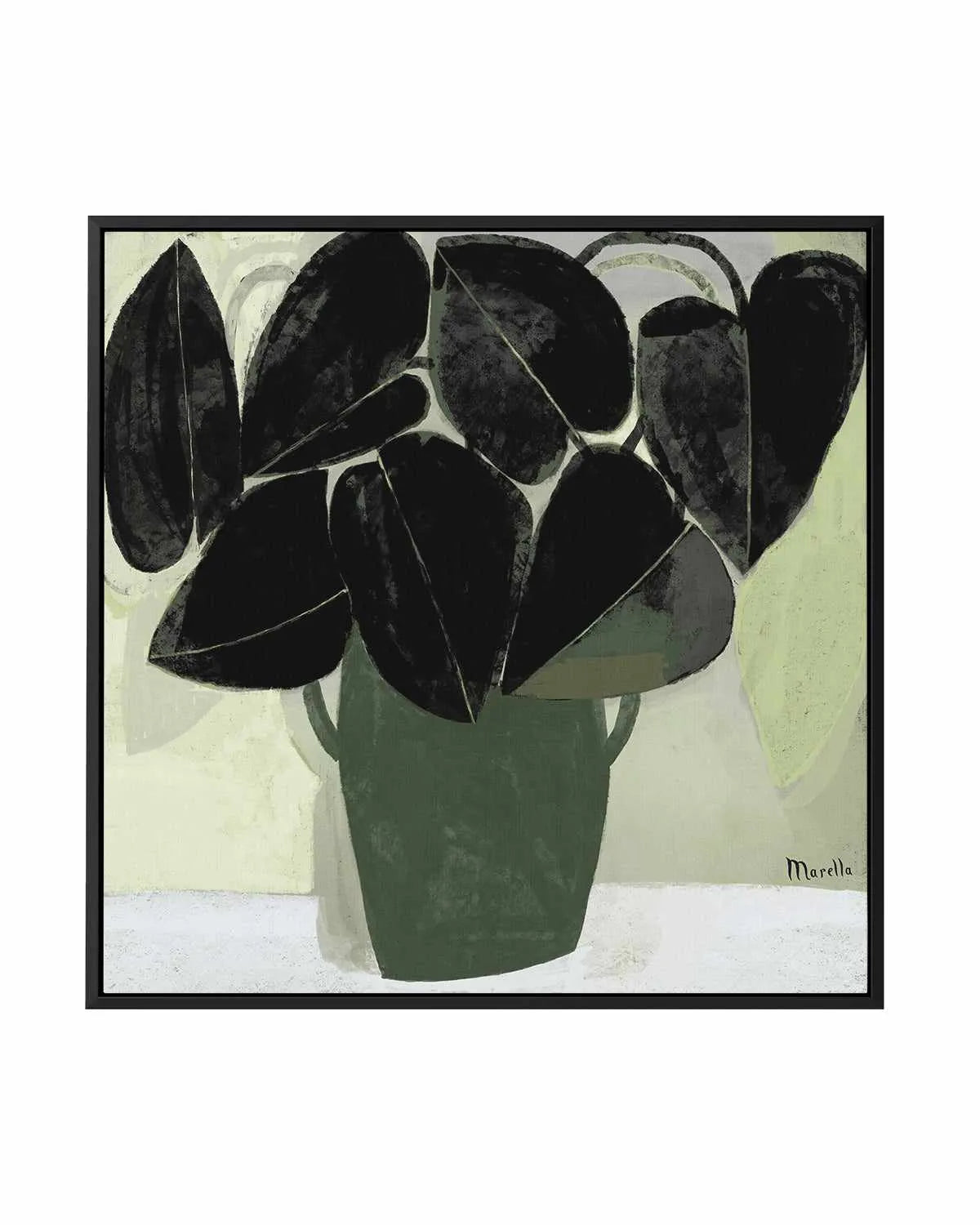 Plant in Green Vase by Marco Marella | Framed Canvas Art Print from Olive et Oriel where you can shop wallpaper and artworks online