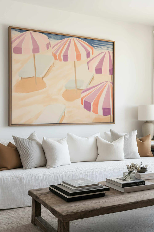 Playful Parasols | Framed Canvas Art Print