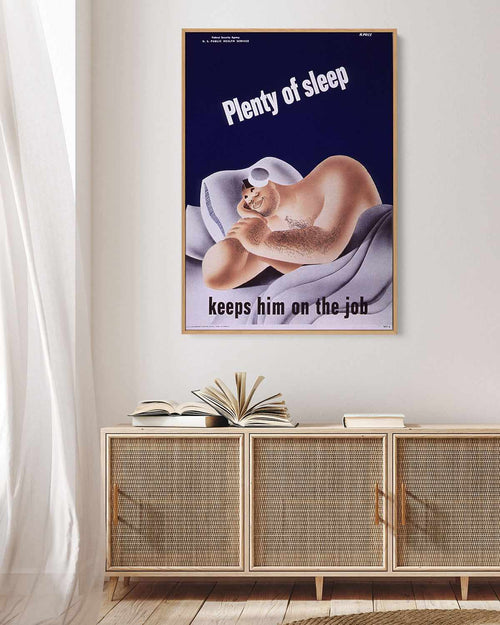 Plenty of Sleep Vintage Poster | Framed Canvas Art Print