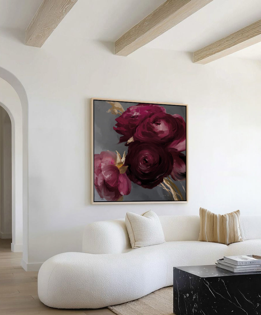 Plum Ranculus | Framed Canvas Art Print
