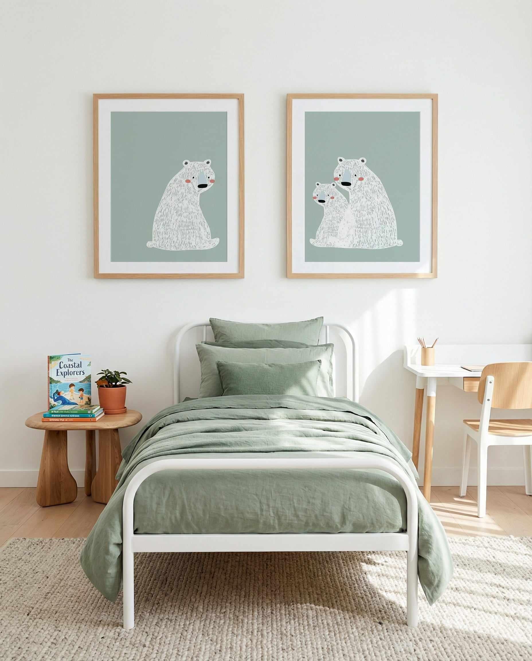 Polar Bear Mint I & II Art Print Set of 2 | Matching Wall Art from Olive et Oriel where you can shop wallpaper and artworks online