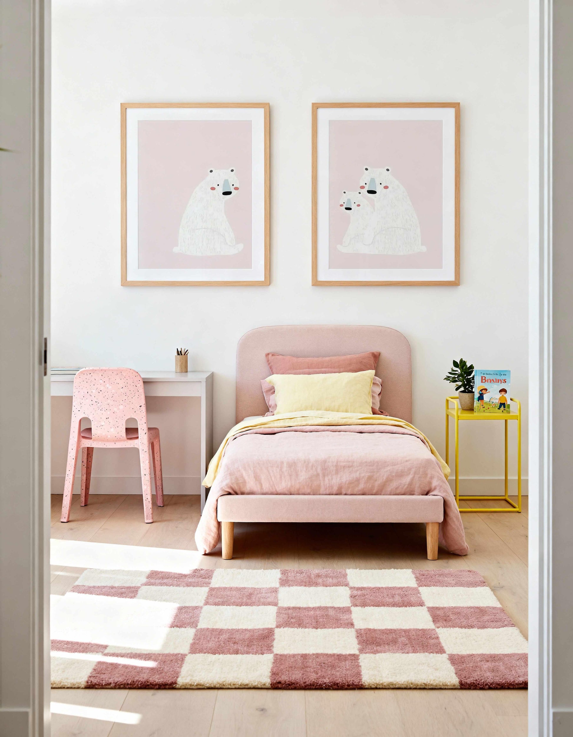 Polar Bear Pink I & II Art Print Set of 2 | Matching Wall Art from Olive et Oriel where you can shop wallpaper and artworks online