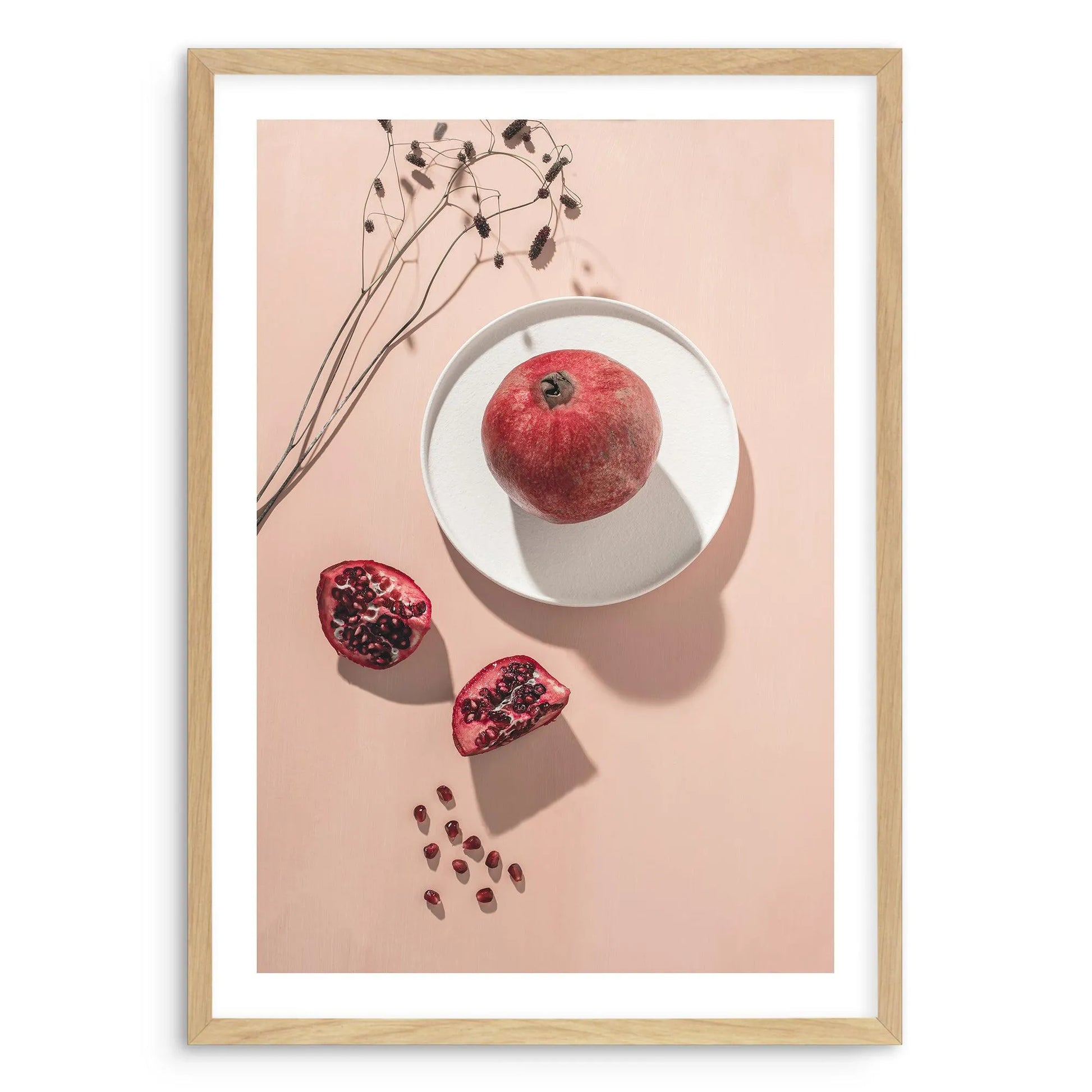 Pomegranates Art Print-PRINT-Olive et Oriel-Olive et Oriel-A5 | 5.8" x 8.3" | 14.8 x 21cm-Oak-With White Border-Buy-Australian-Art-Prints-Online-with-Olive-et-Oriel-Your-Artwork-Specialists-Austrailia-Decorate-With-Coastal-Photo-Wall-Art-Prints-From-Our-Beach-House-Artwork-Collection-Fine-Poster-and-Framed-Artwork