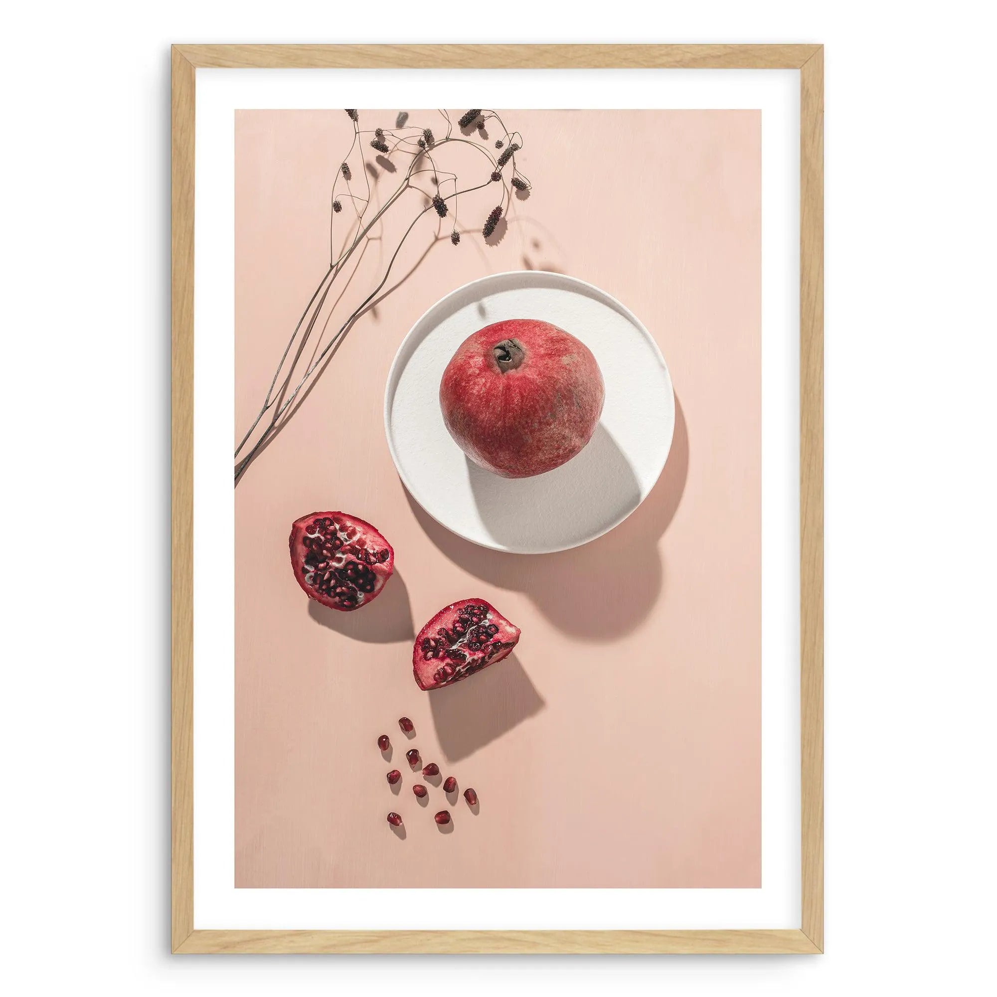 Pomegranates Art Print-PRINT-Olive et Oriel-Olive et Oriel-A5 | 5.8" x 8.3" | 14.8 x 21cm-Oak-With White Border-Buy-Australian-Art-Prints-Online-with-Olive-et-Oriel-Your-Artwork-Specialists-Austrailia-Decorate-With-Coastal-Photo-Wall-Art-Prints-From-Our-Beach-House-Artwork-Collection-Fine-Poster-and-Framed-Artwork