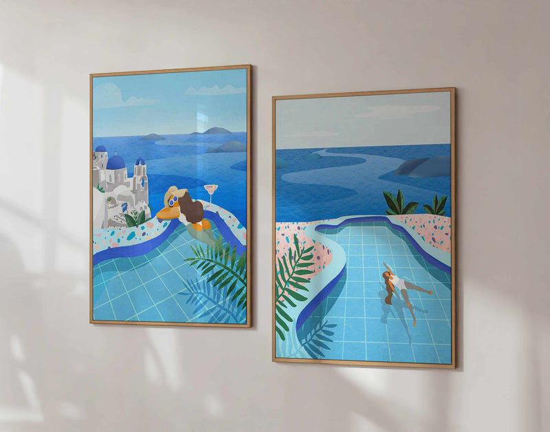 Pool Days by Petra Lizde | Framed Canvas Art Print