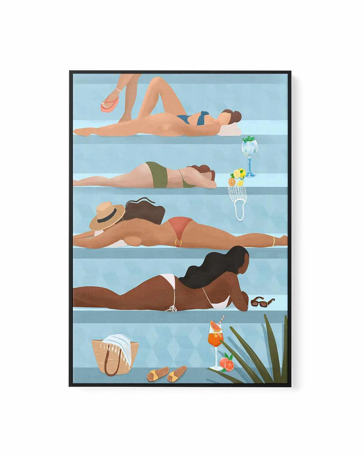 Poolside Ladies by Petra Lizde | Framed Canvas Art Print from Olive et Oriel where you can shop wallpaper and artworks online
