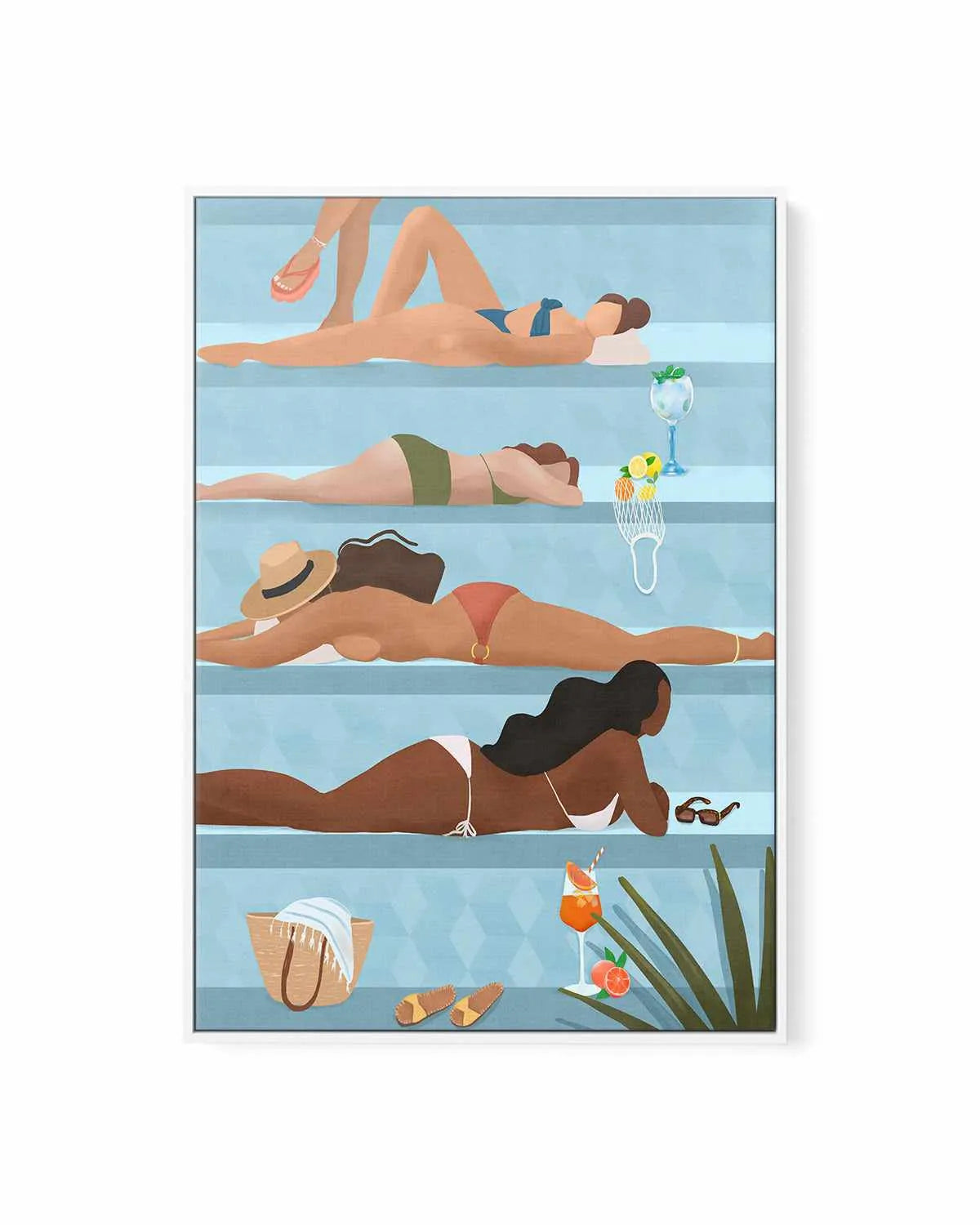 Poolside Ladies by Petra Lizde | Framed Canvas Art Print from Olive et Oriel where you can shop wallpaper and artworks online