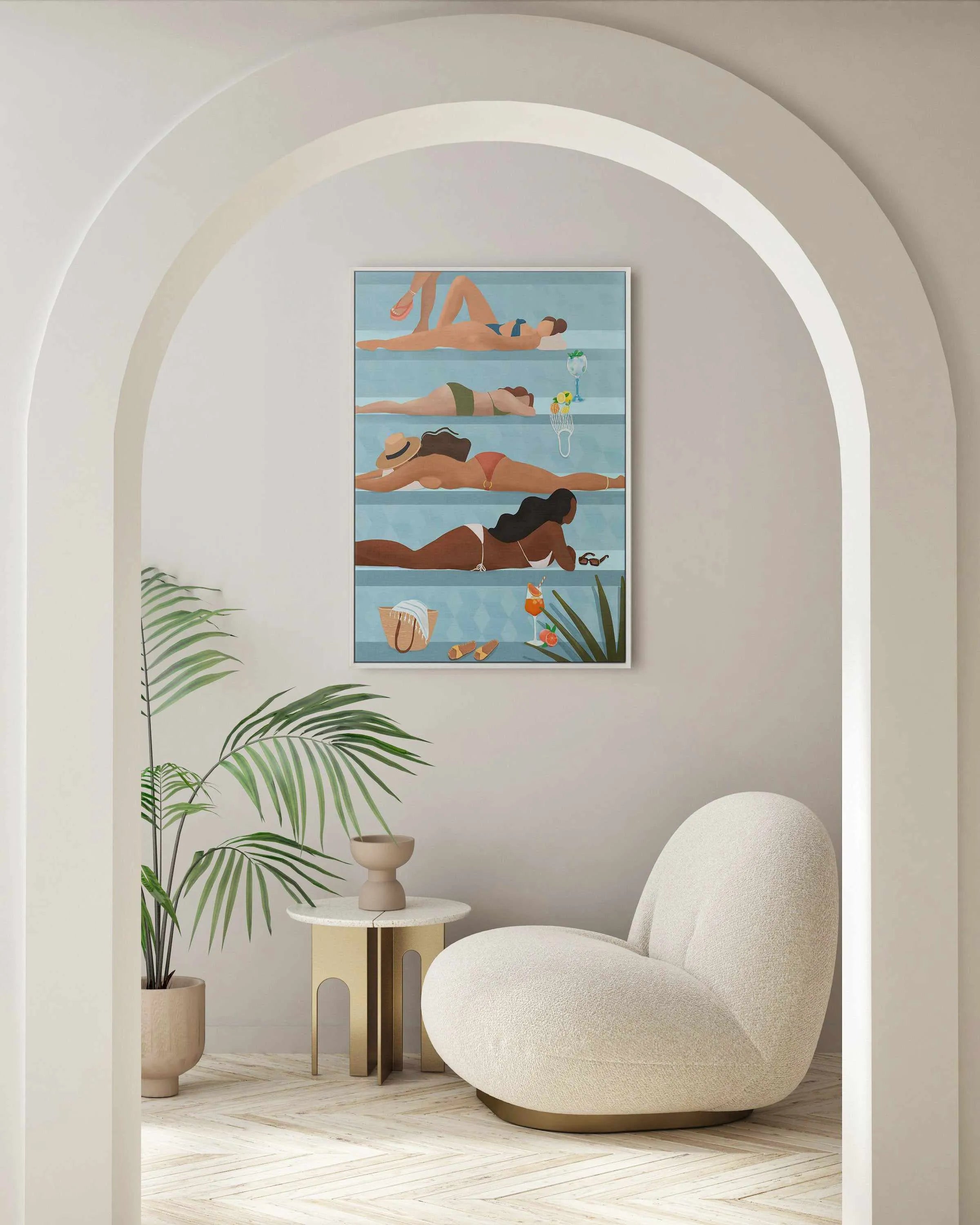 Poolside Ladies by Petra Lizde | Framed Canvas Art Print from Olive et Oriel where you can shop wallpaper and artworks online