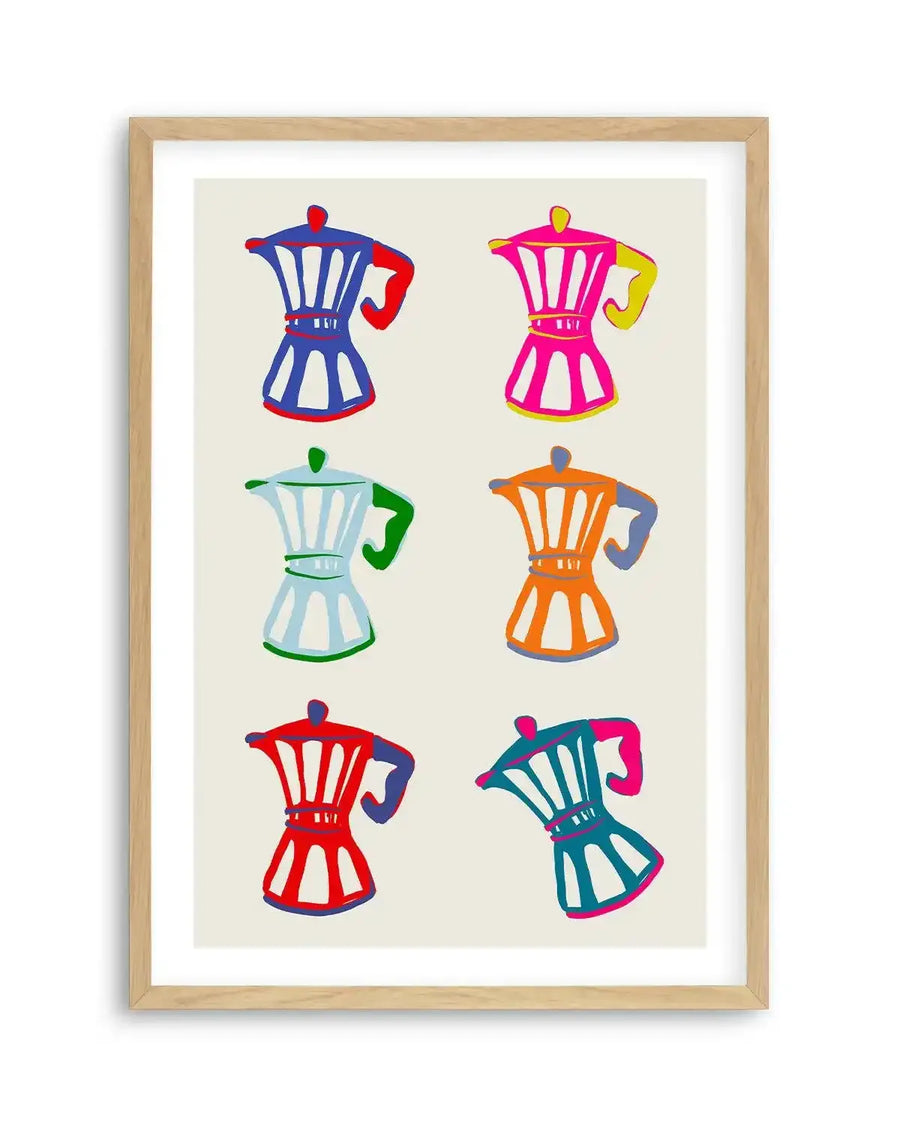 Pop Coffee I Art Print-PRINT-Olive et Oriel-Simmo-A5 | 5.8" x 8.3" | 14.8 x 21cm-Oak-With White Border-Buy-Australian-Art-Prints-Online-with-Olive-et-Oriel-Your-Artwork-Specialists-Austrailia-Decorate-With-Coastal-Photo-Wall-Art-Prints-From-Our-Beach-House-Artwork-Collection-Fine-Poster-and-Framed-Artwork