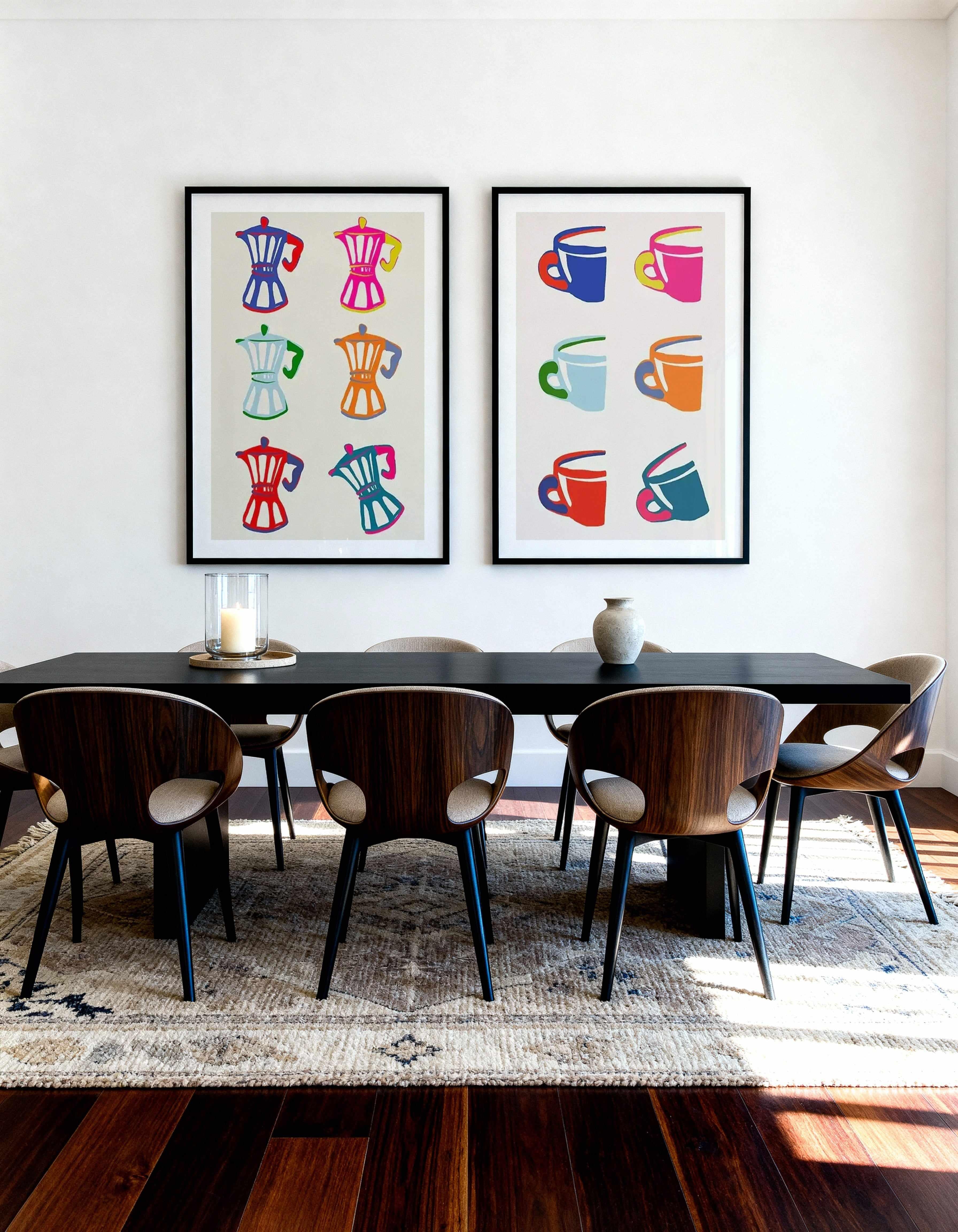 Pop Coffee I & II Art Print Set of 2 | Matching Wall Art