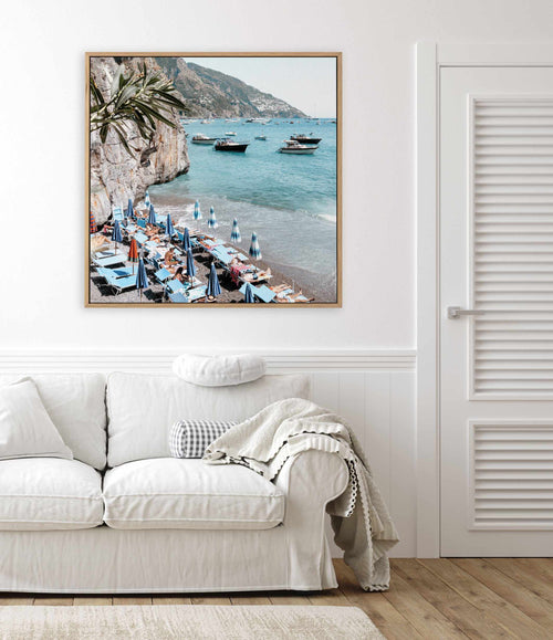 Positano Bathers SQ | Framed Canvas Art Print