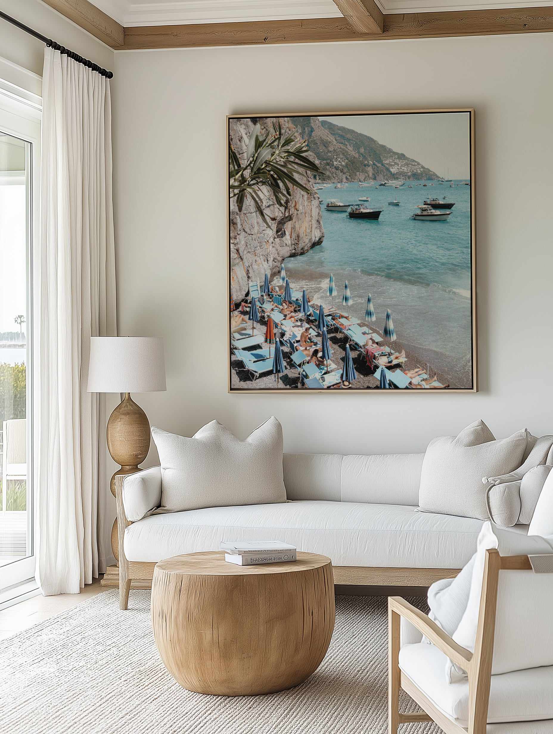 Positano Bathers SQ | Framed Canvas Art Print